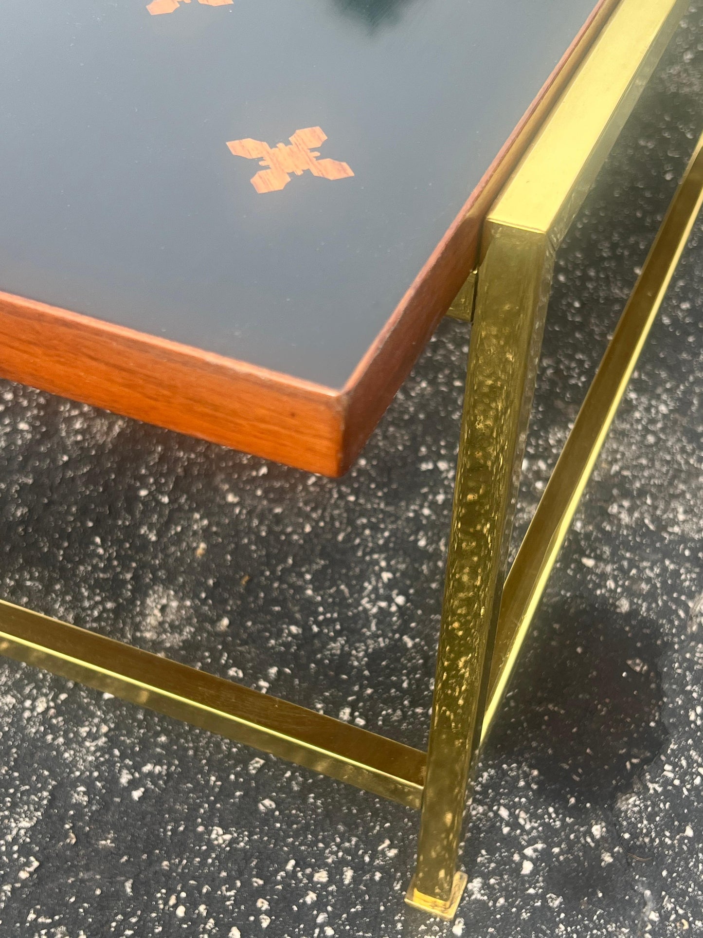 Frisman Vintage Unusual Dunbar Coffee Table With Brass And Inlay