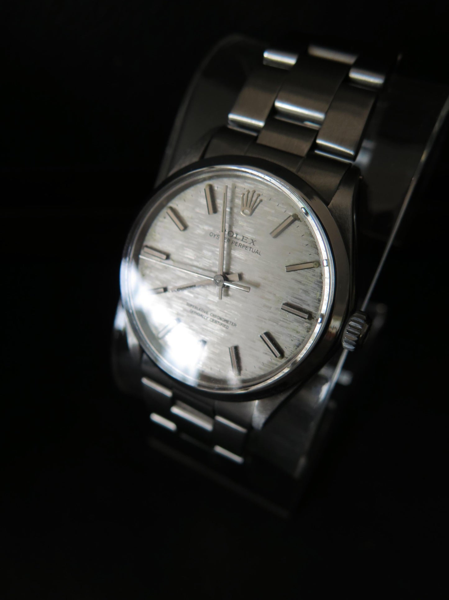 Frisman Vintage Men's Rolex Oyster Perpetual Stainless Watch With Original Shantung Dial 1971