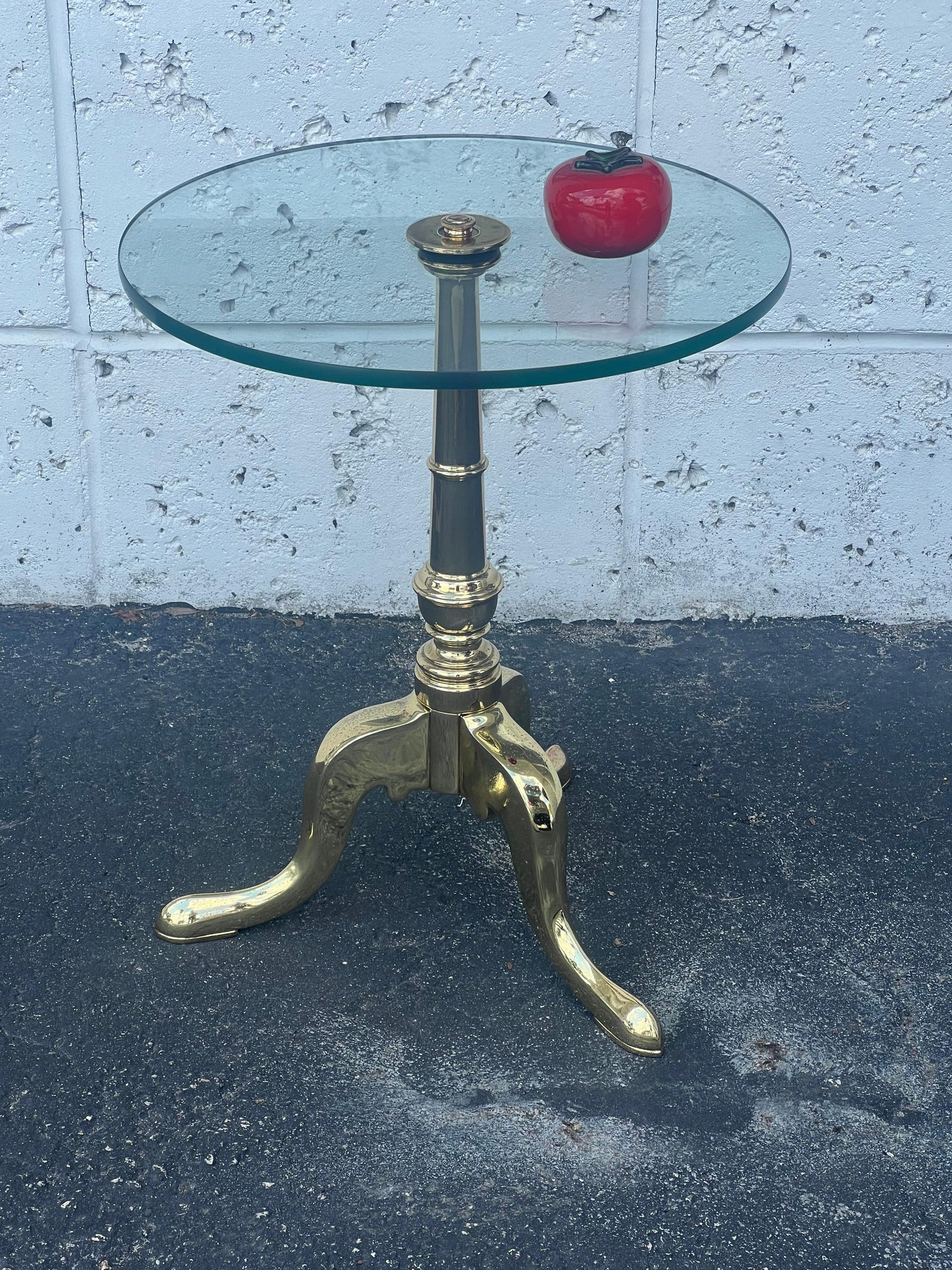 Frisman Vintage Vintage Brass Gueridon With Glass Top Ca' 1950's