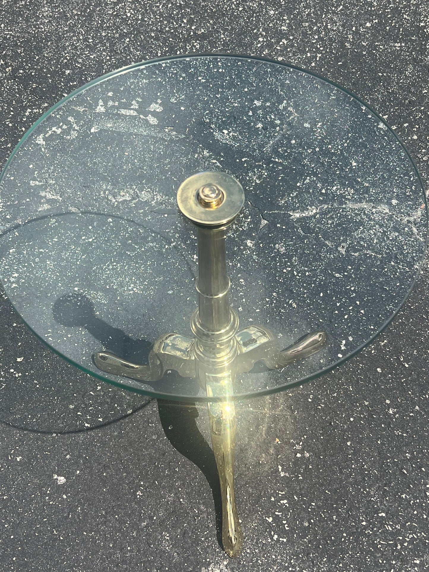 Frisman Vintage Vintage Brass Gueridon With Glass Top Ca' 1950's