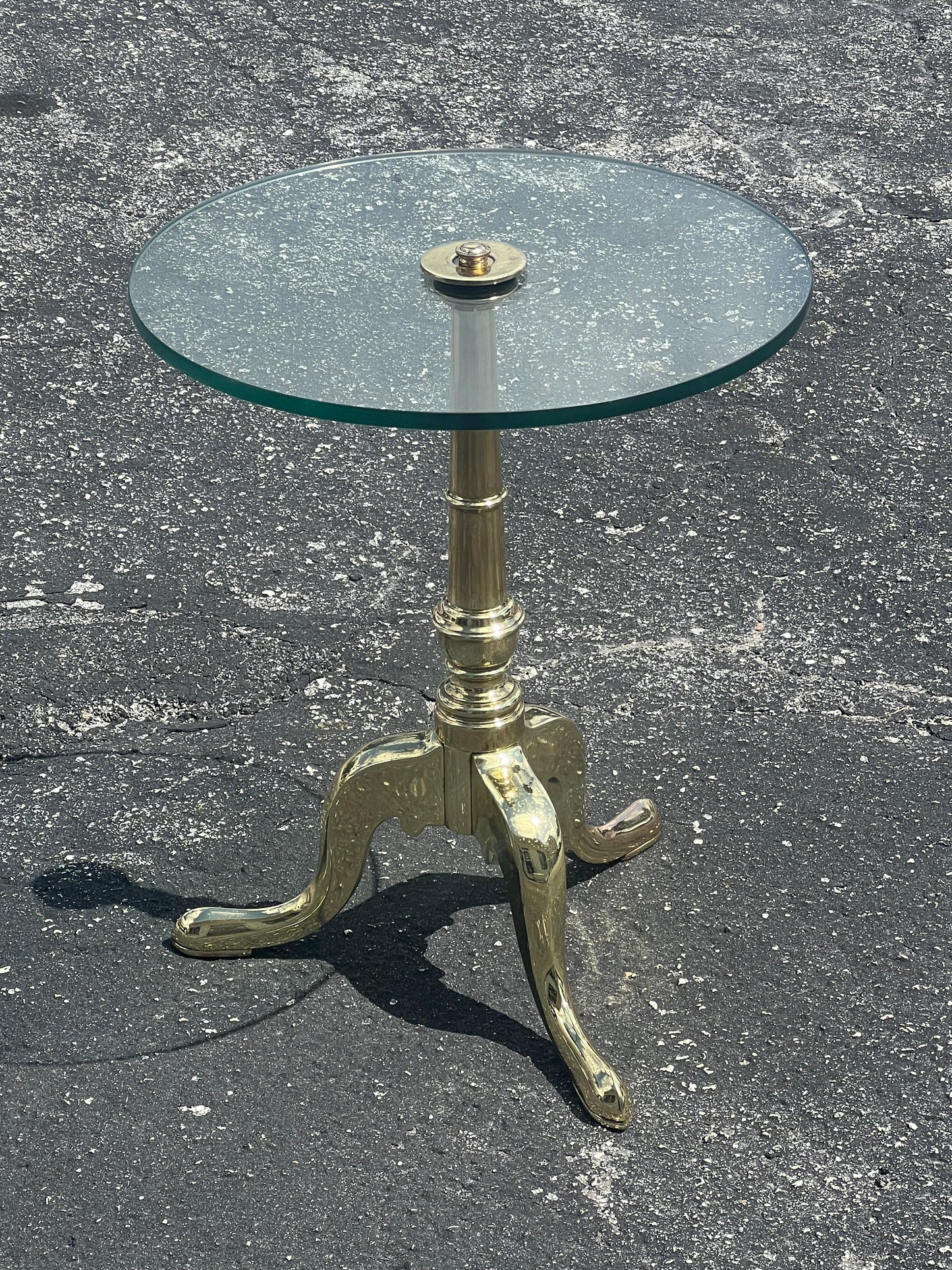 Frisman Vintage Vintage Brass Gueridon With Glass Top Ca' 1950's