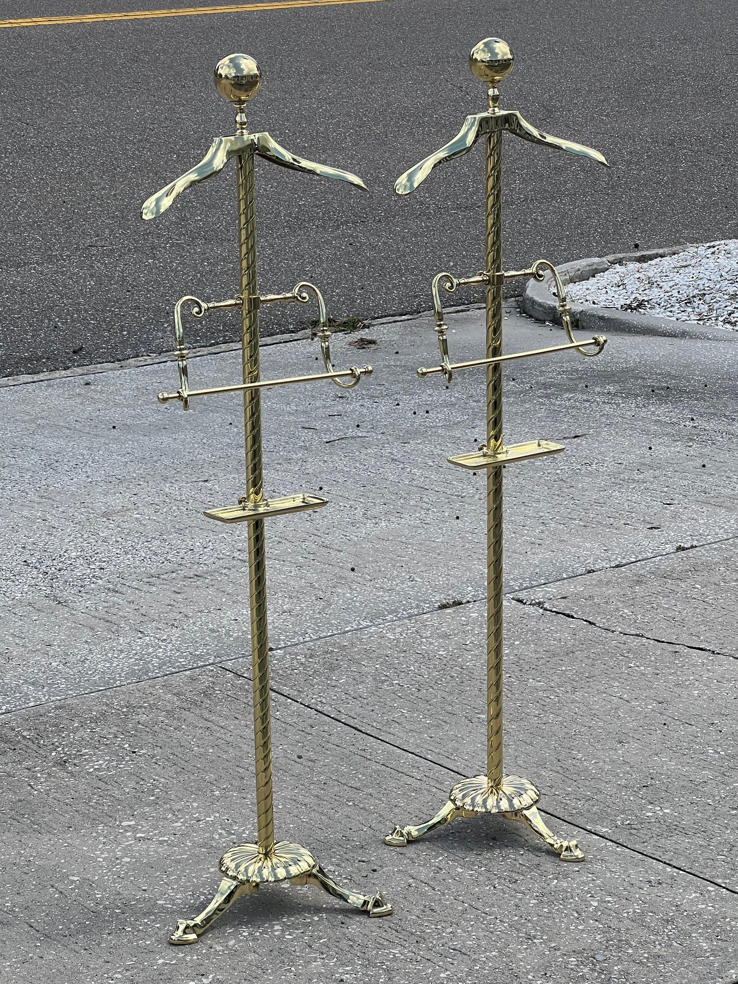 Frisman Vintage A Matched Pair Of Heavy Brass Valets Polished