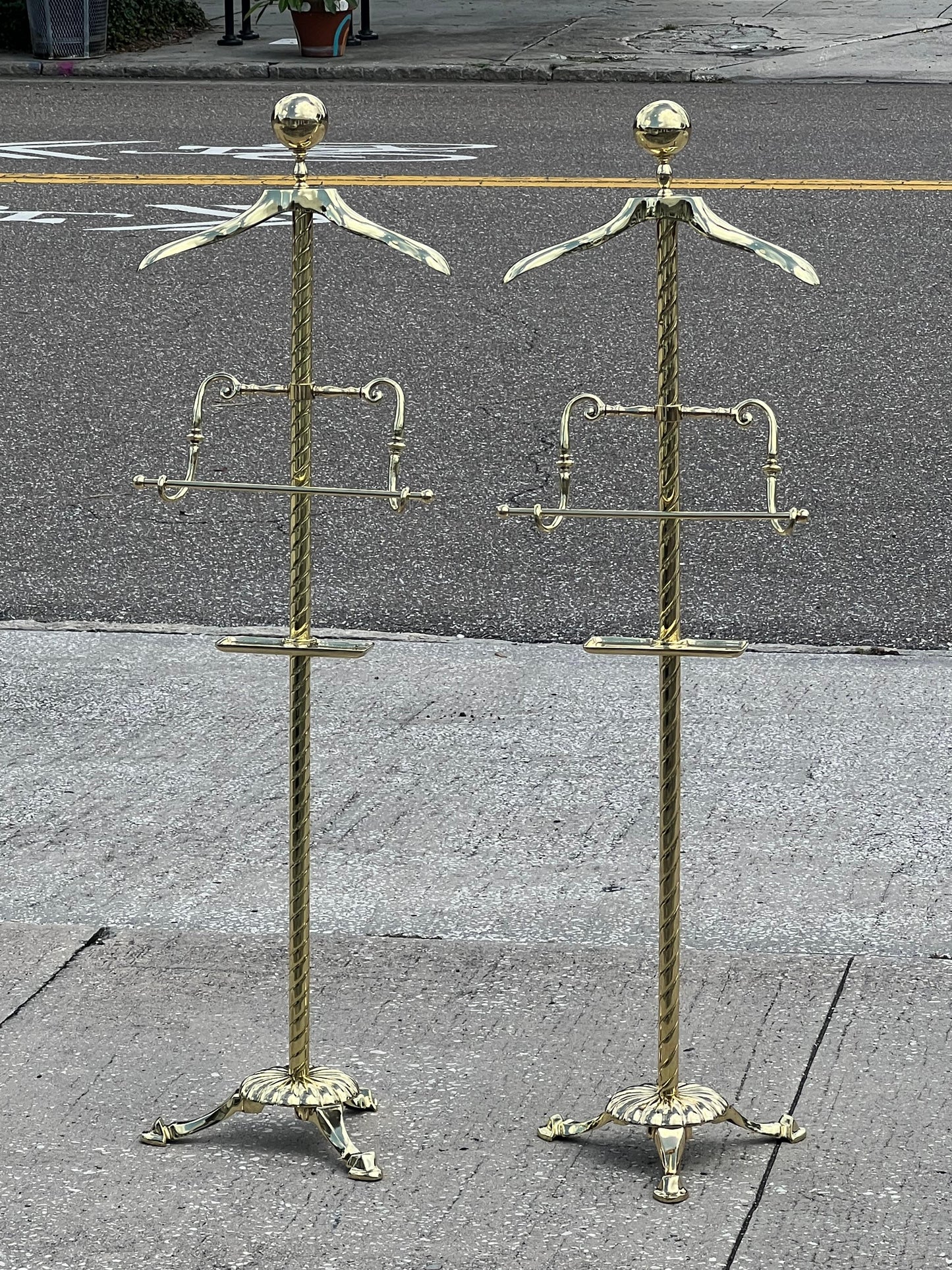 Frisman Vintage A Matched Pair Of Heavy Brass Valets Polished