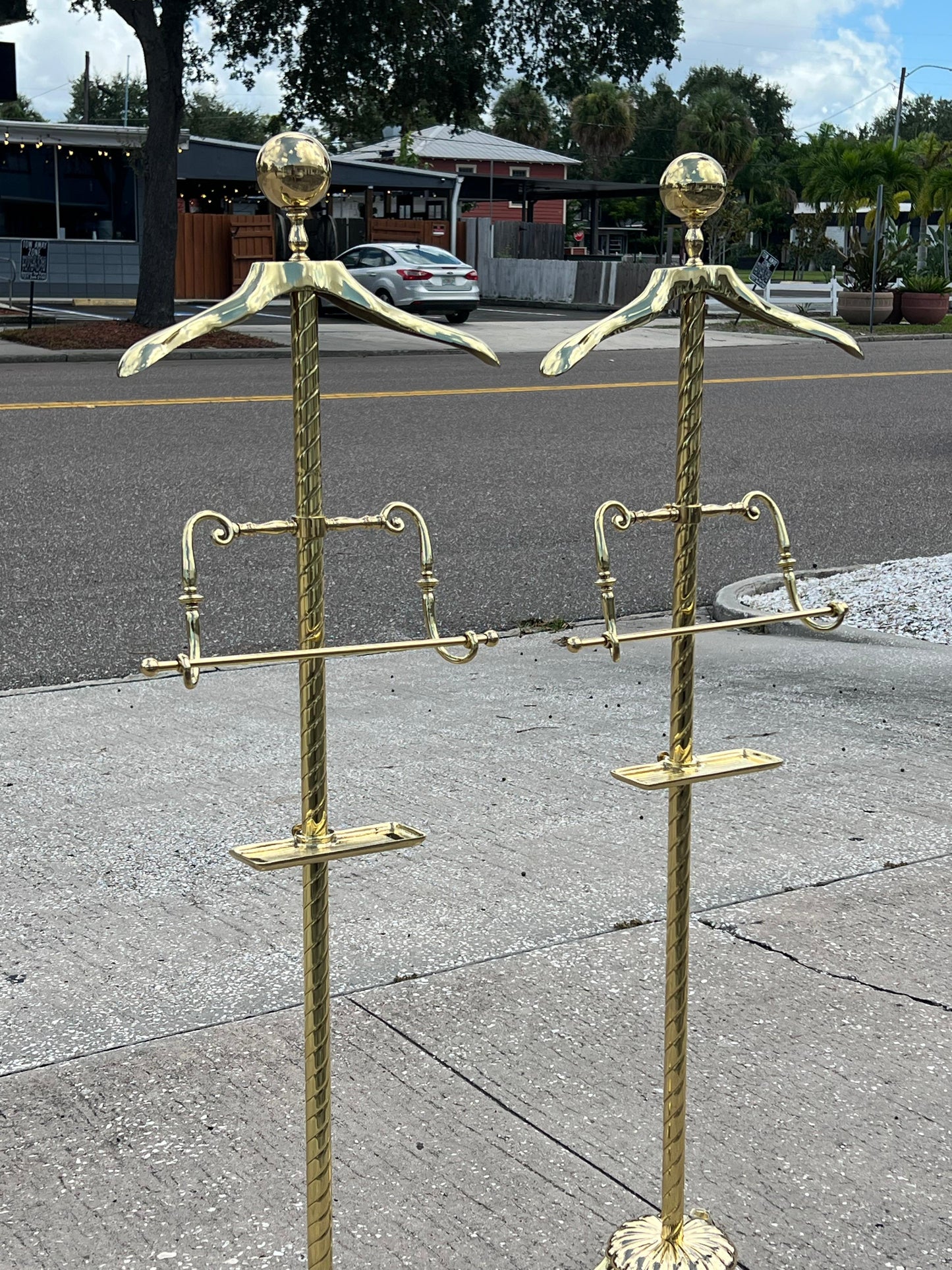 Frisman Vintage A Matched Pair Of Heavy Brass Valets Polished