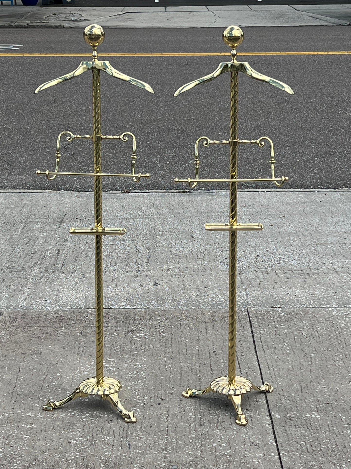 Frisman Vintage A Matched Pair Of Heavy Brass Valets Polished