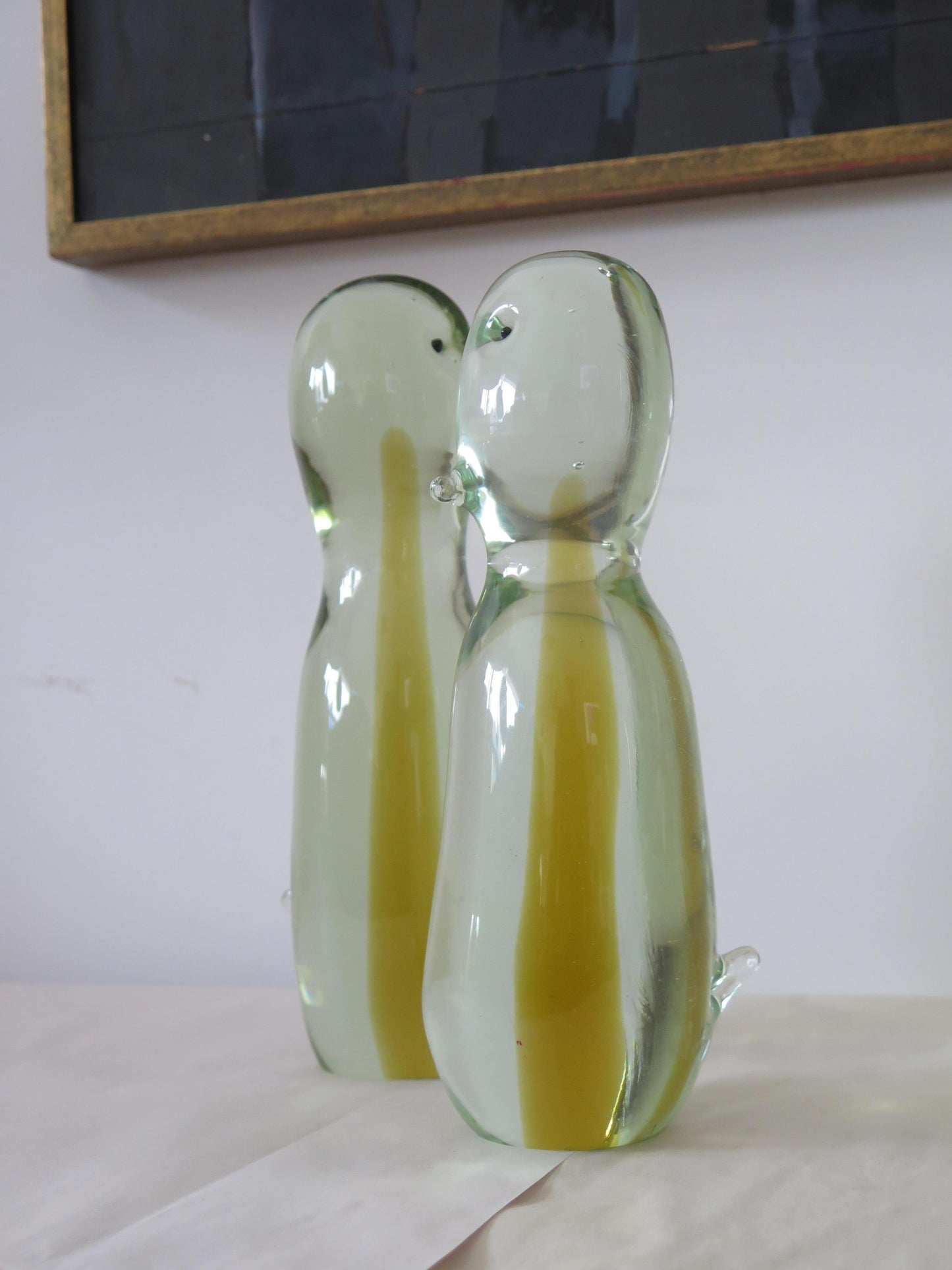 Frisman Vintage Two Antonio da Ros Cenedese Murano Glass Sculpture Penguins