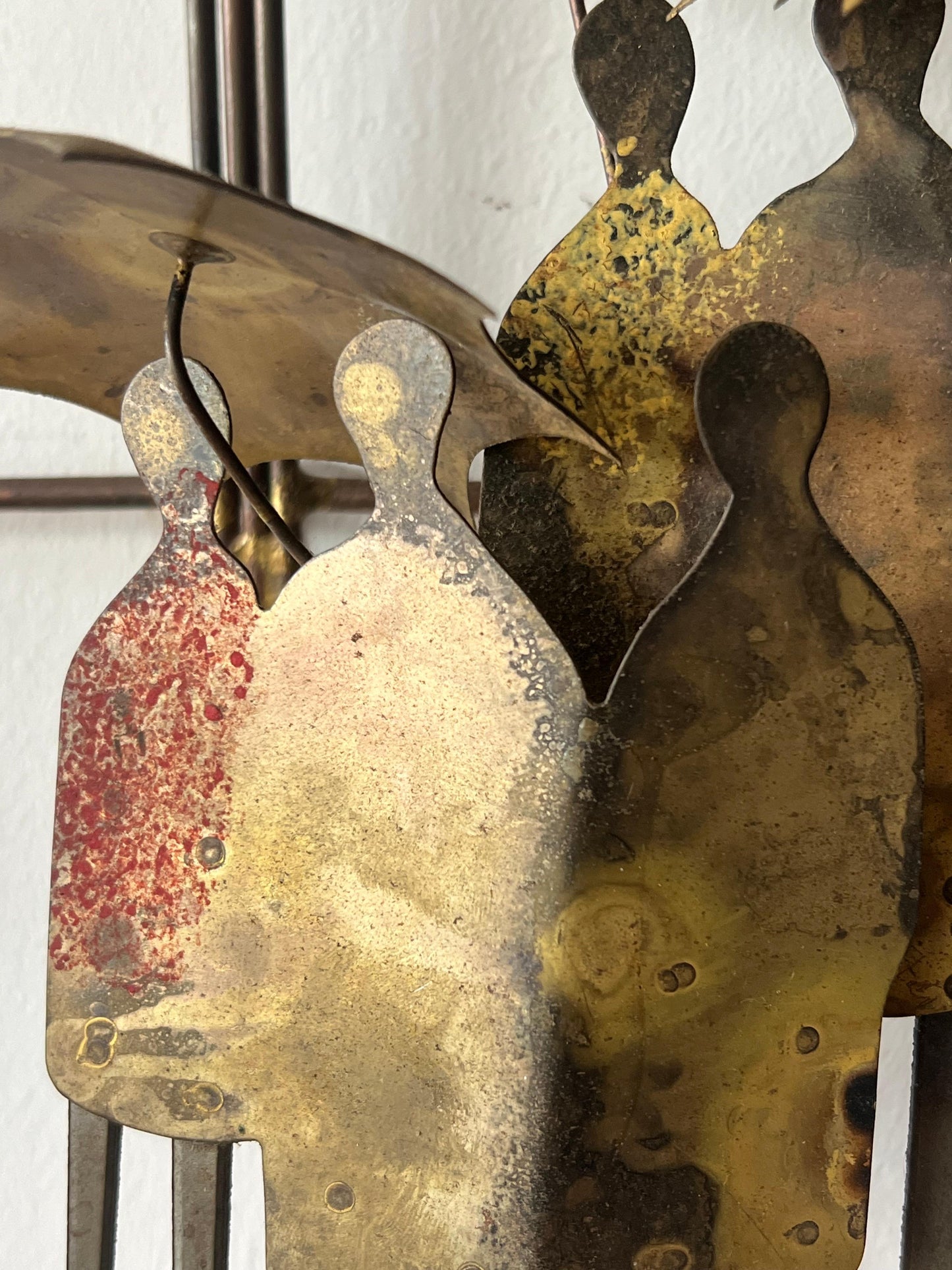 Frisman Vintage A Curtis Jere Brass Sculpture Umbrellas And People ca' 1970's