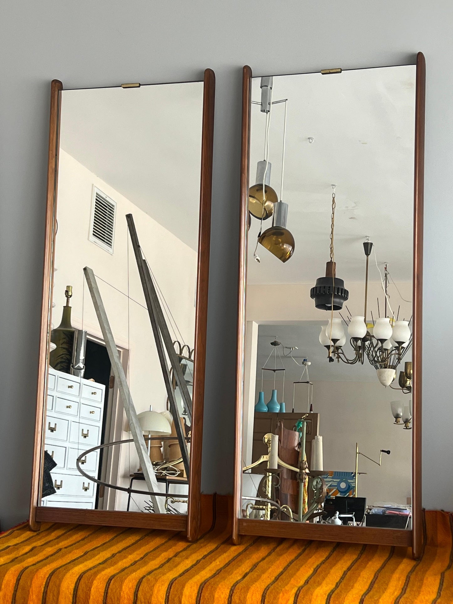 Frisman Vintage A Pair Of Sculptural Wall Mirrors Ca' 1950's