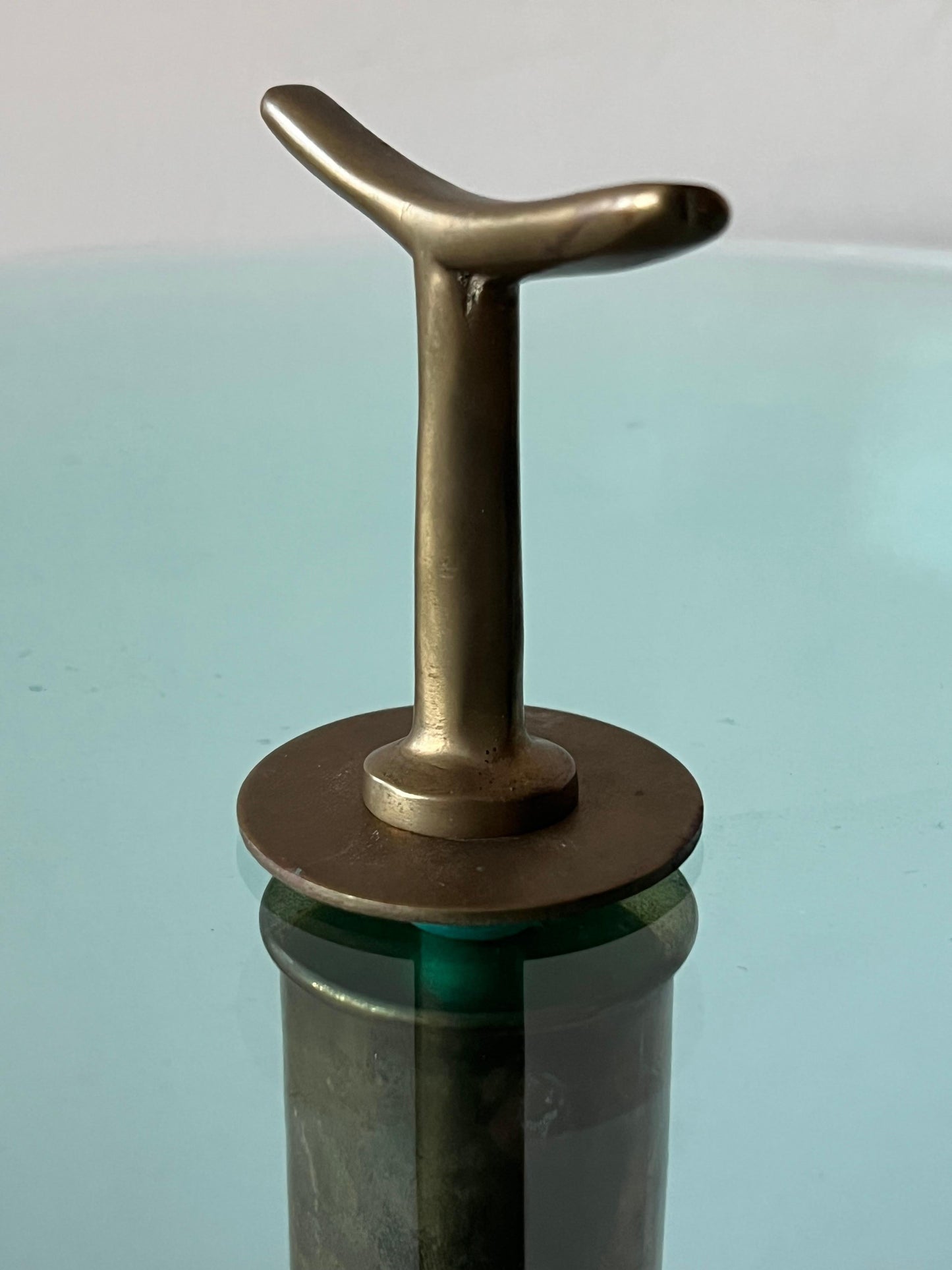Frisman Vintage Fontana Arte Style Occasional Table in Polished Brass and Concave Glass