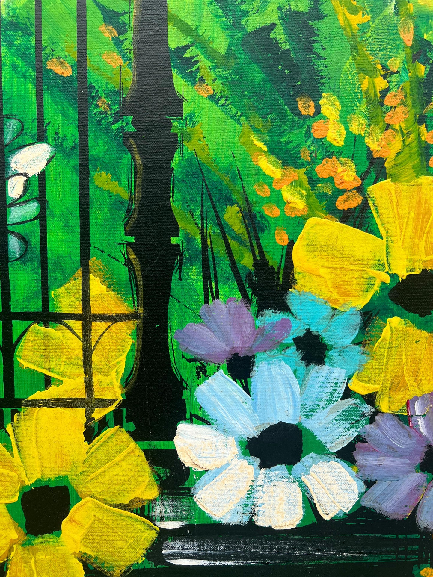 Frisman Vintage 60s XL Thomas Lee Mid Century Modern Floral Oil Painting Signed Framed