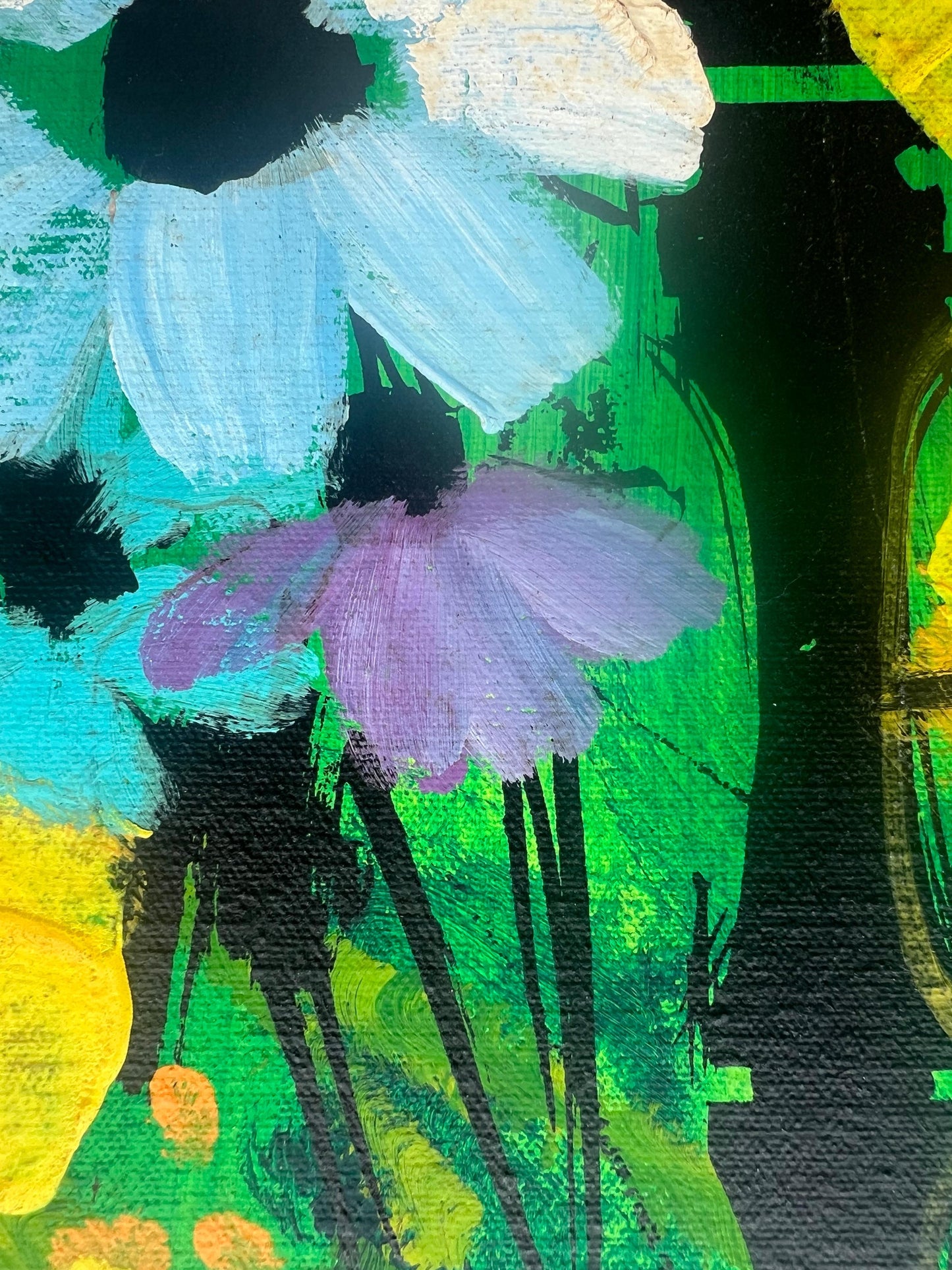 Frisman Vintage 60s XL Thomas Lee Mid Century Modern Floral Oil Painting Signed Framed