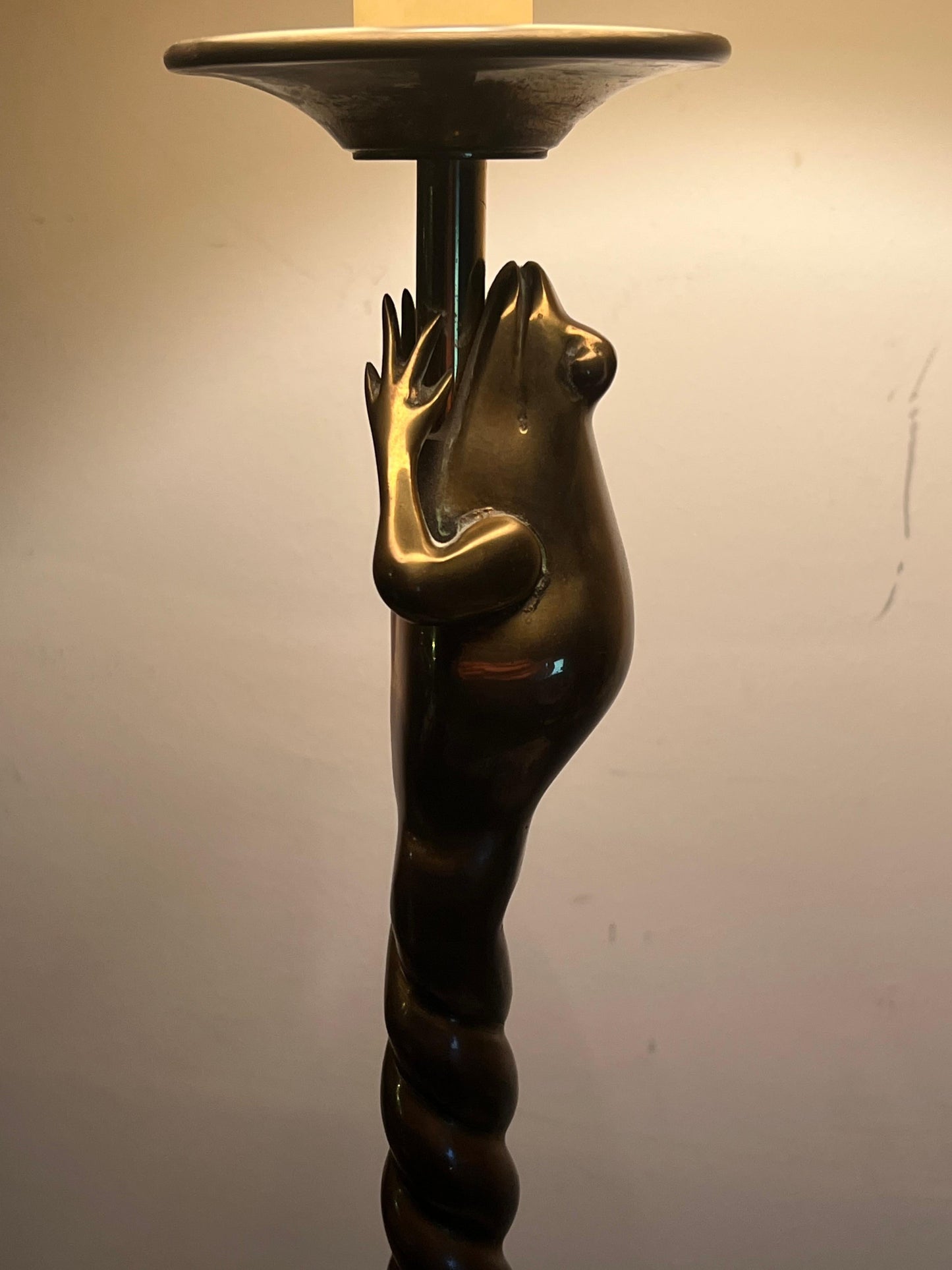 Frisman Vintage Whimsical Brass Frog Floor Lamp by Chapman 1979