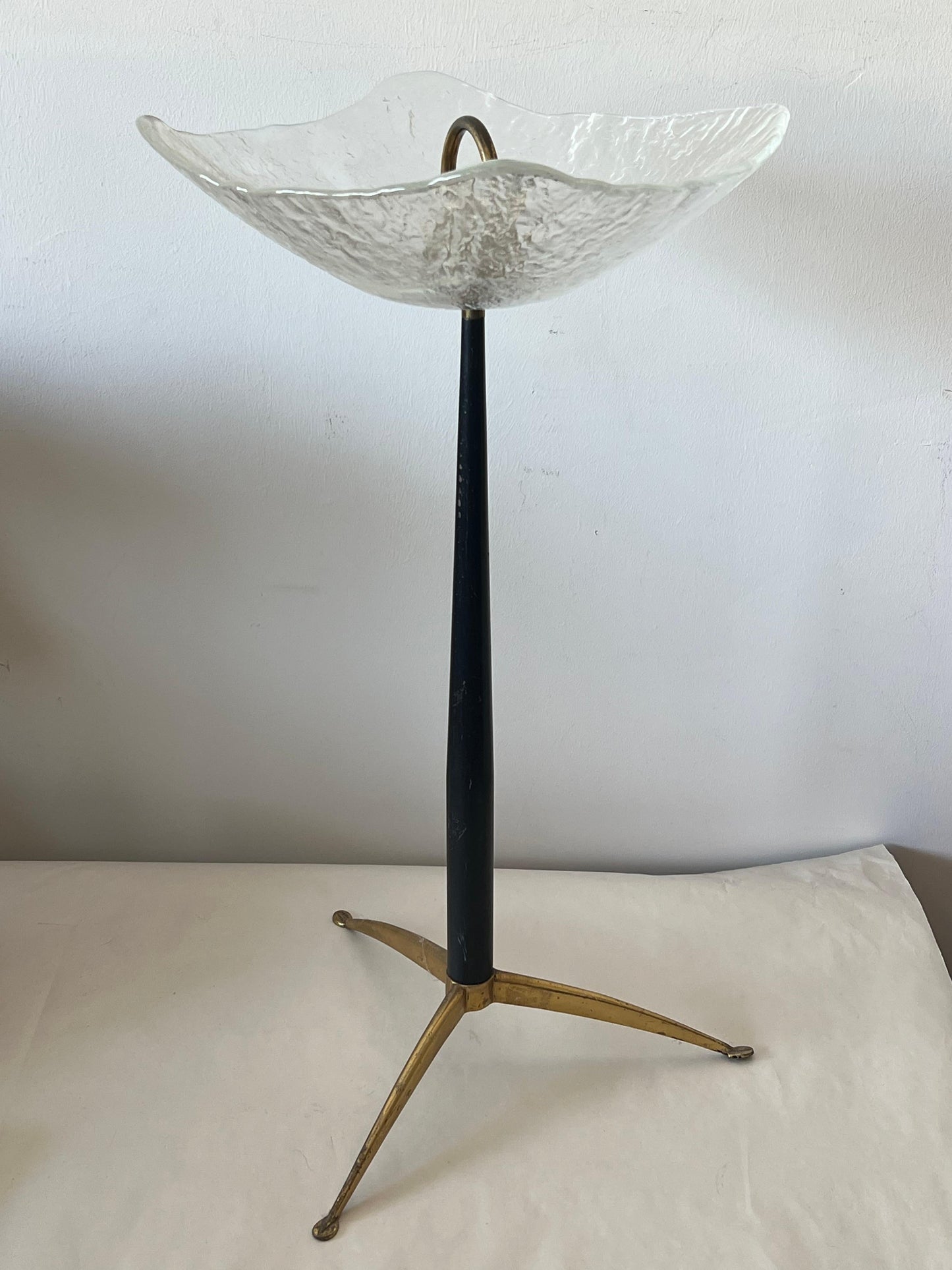 Frisman Vintage Unusual Italian Gueridon with Moulded Glass Top