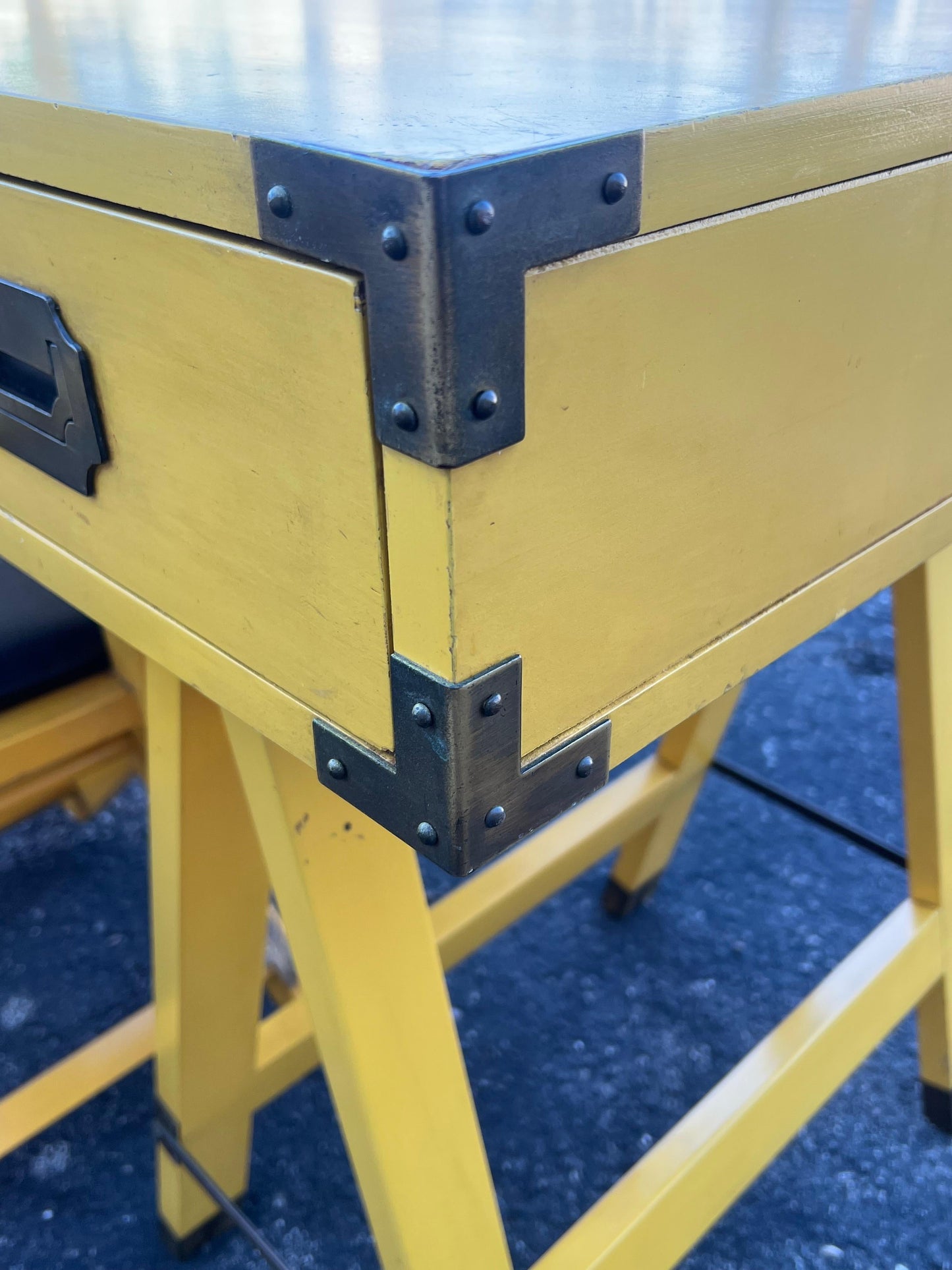 Frisman Vintage Vintage Yellow Campaign Desk And Matching Chair Ca' 1960's