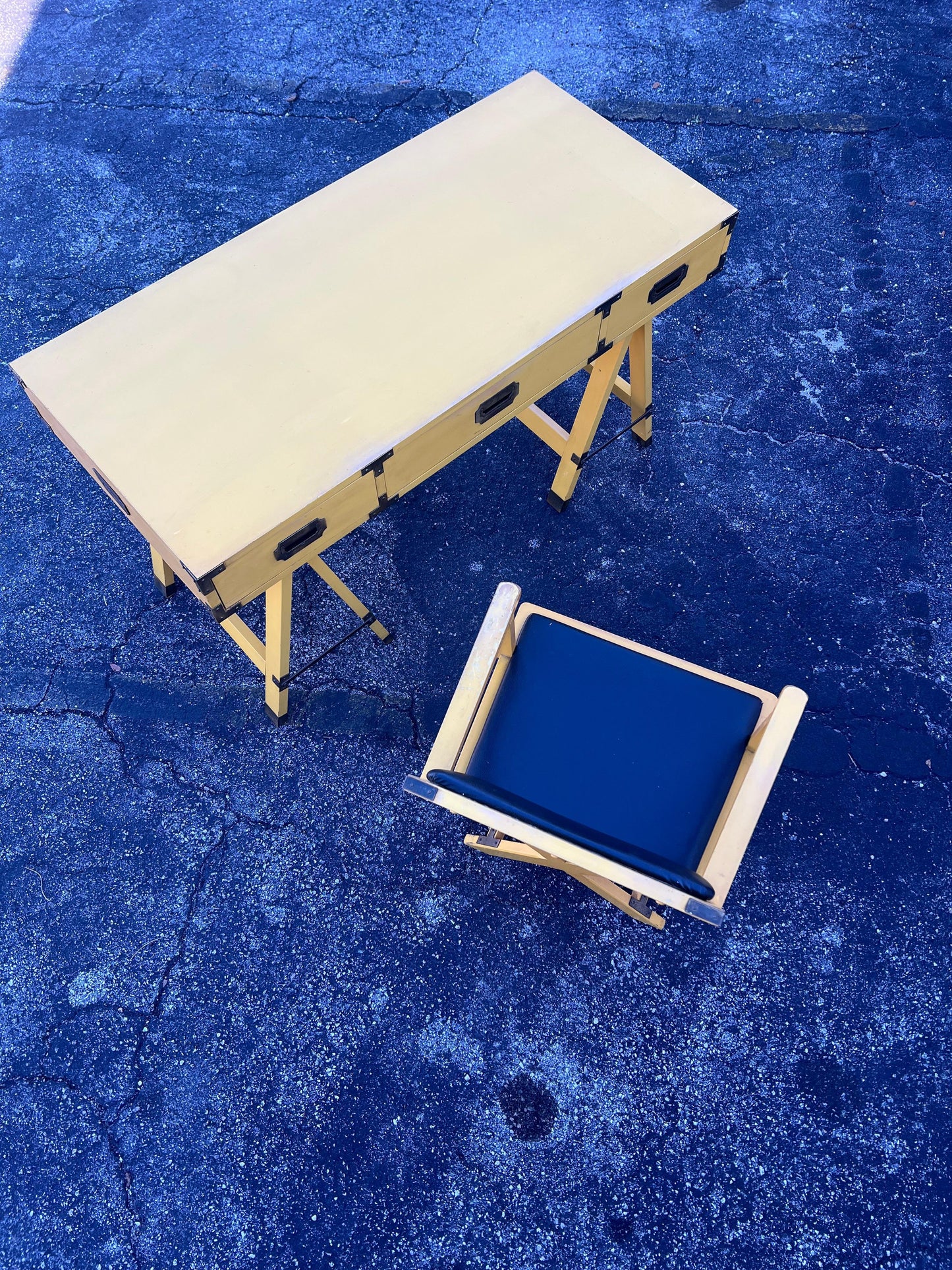 Frisman Vintage Vintage Yellow Campaign Desk And Matching Chair Ca' 1960's