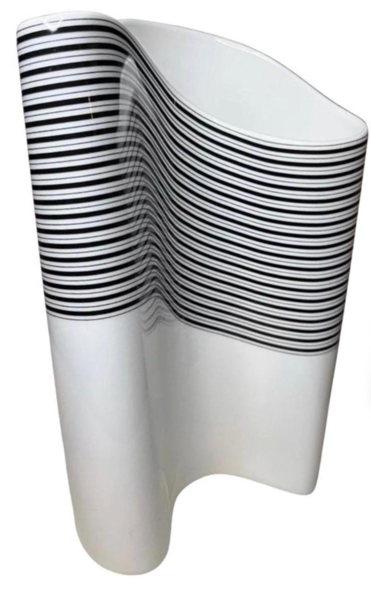 Frisman Vintage Rare Barbara Brenner Rosenthal Studio Linie Op Art Wave Vase Germany Mint