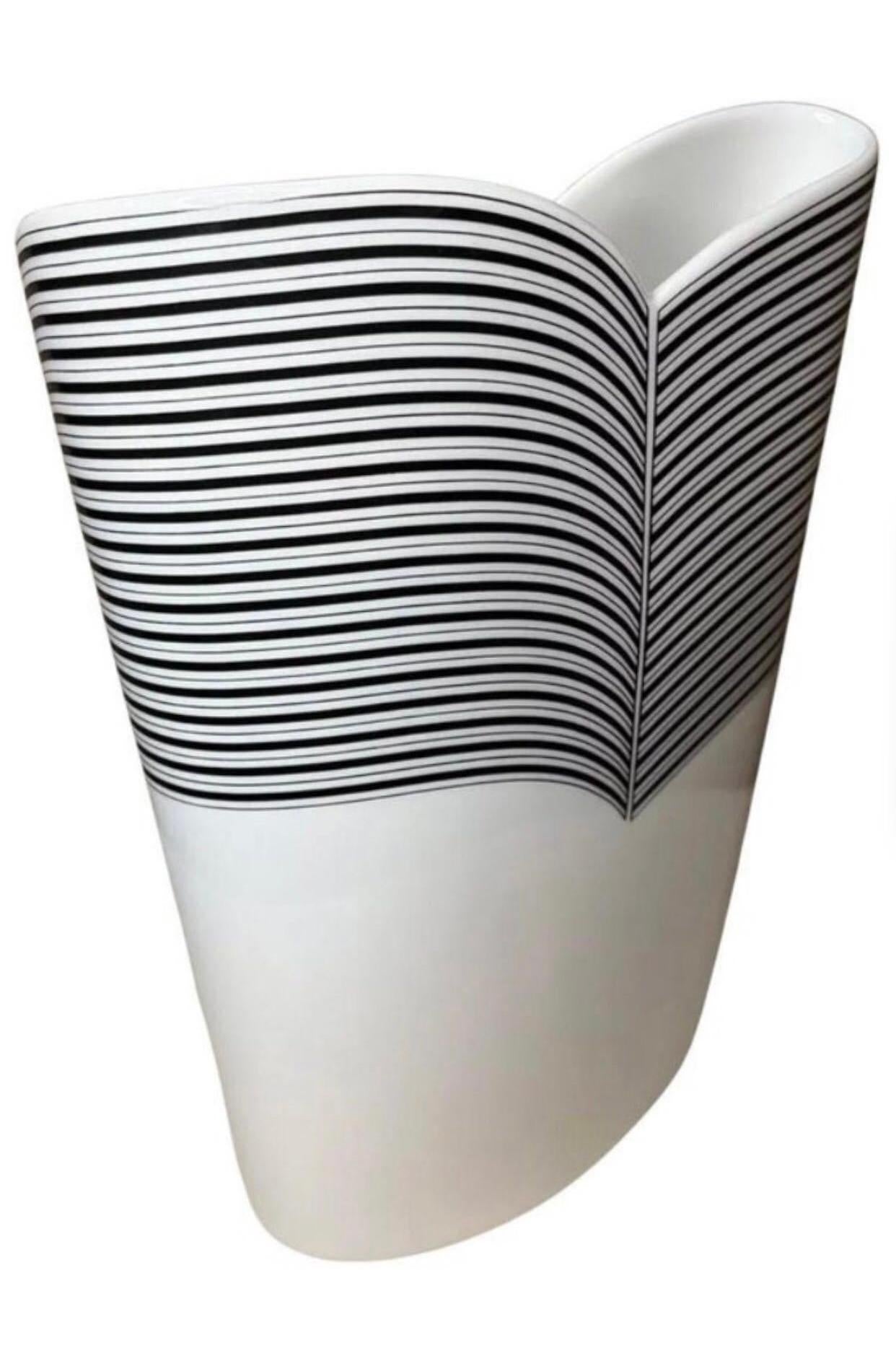 Frisman Vintage Rare Barbara Brenner Rosenthal Studio Linie Op Art Wave Vase Germany Mint