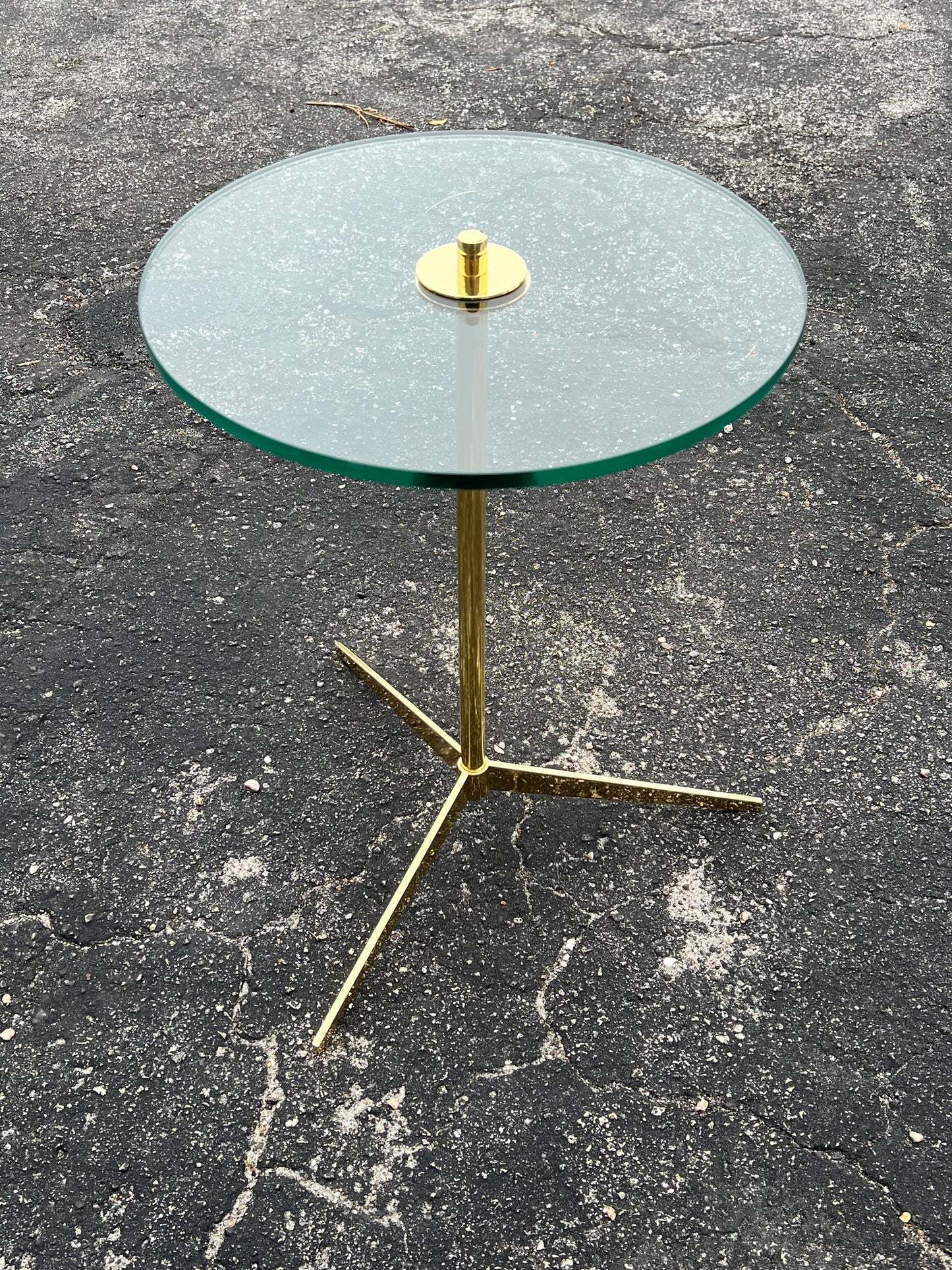 Frisman Vintage An Elegant Mid Century Brass Gueridon With Glass Top Ca' 1960's