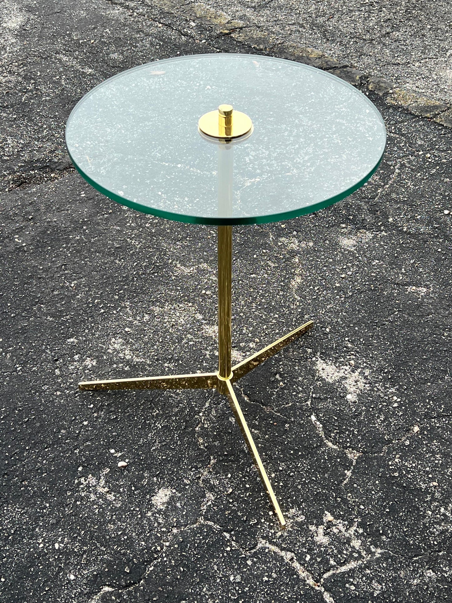 Frisman Vintage An Elegant Mid Century Brass Gueridon With Glass Top Ca' 1960's
