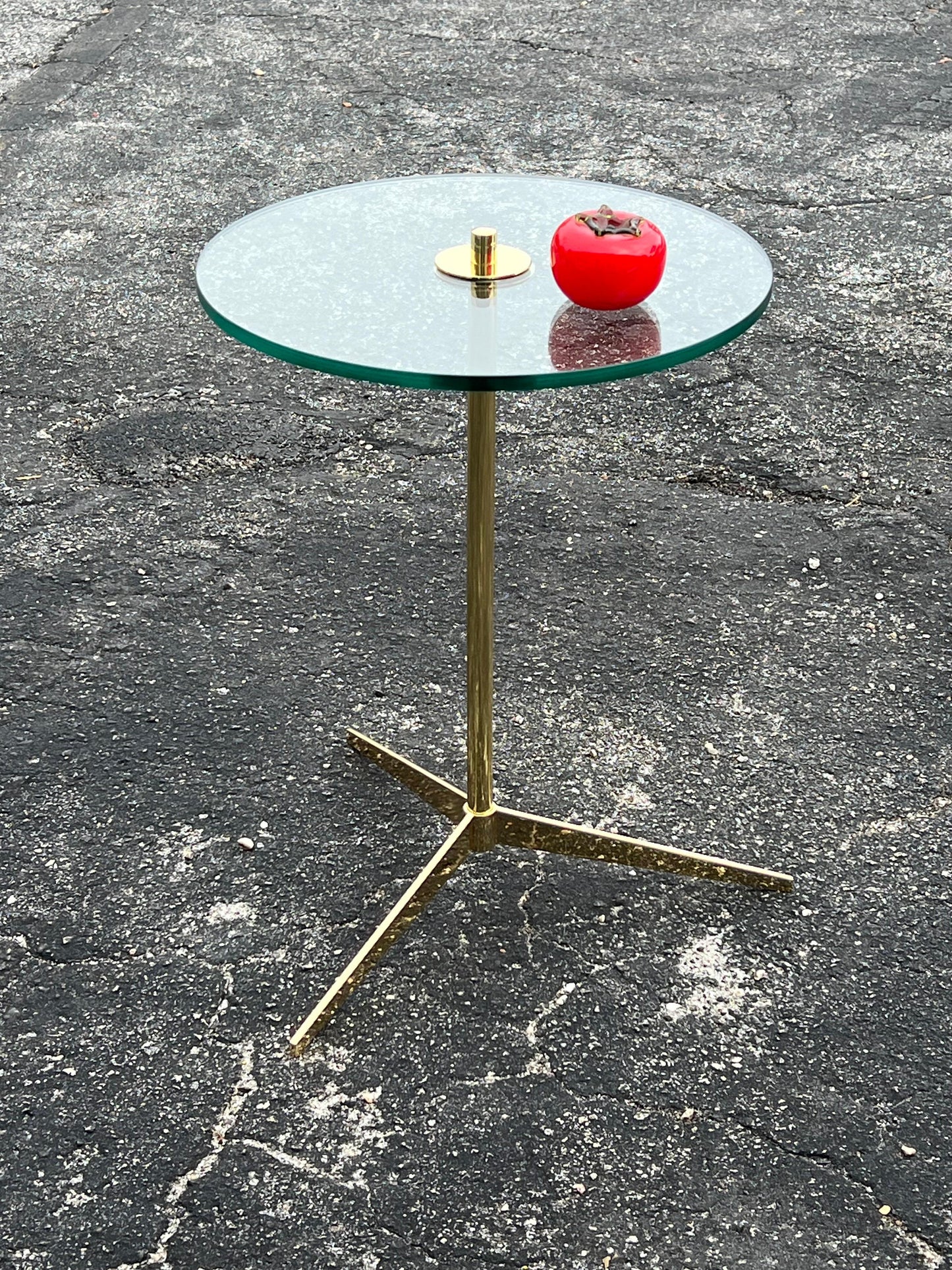 Frisman Vintage An Elegant Mid Century Brass Gueridon With Glass Top Ca' 1960's