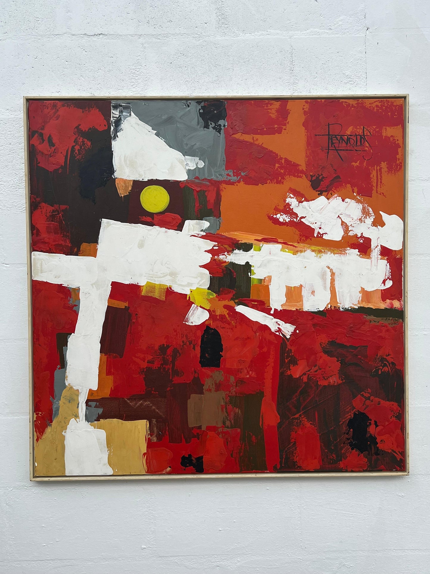 Frisman Vintage A Colorful Abstract Oil on Canvas by Lee Reynolds For Vanguard Studios