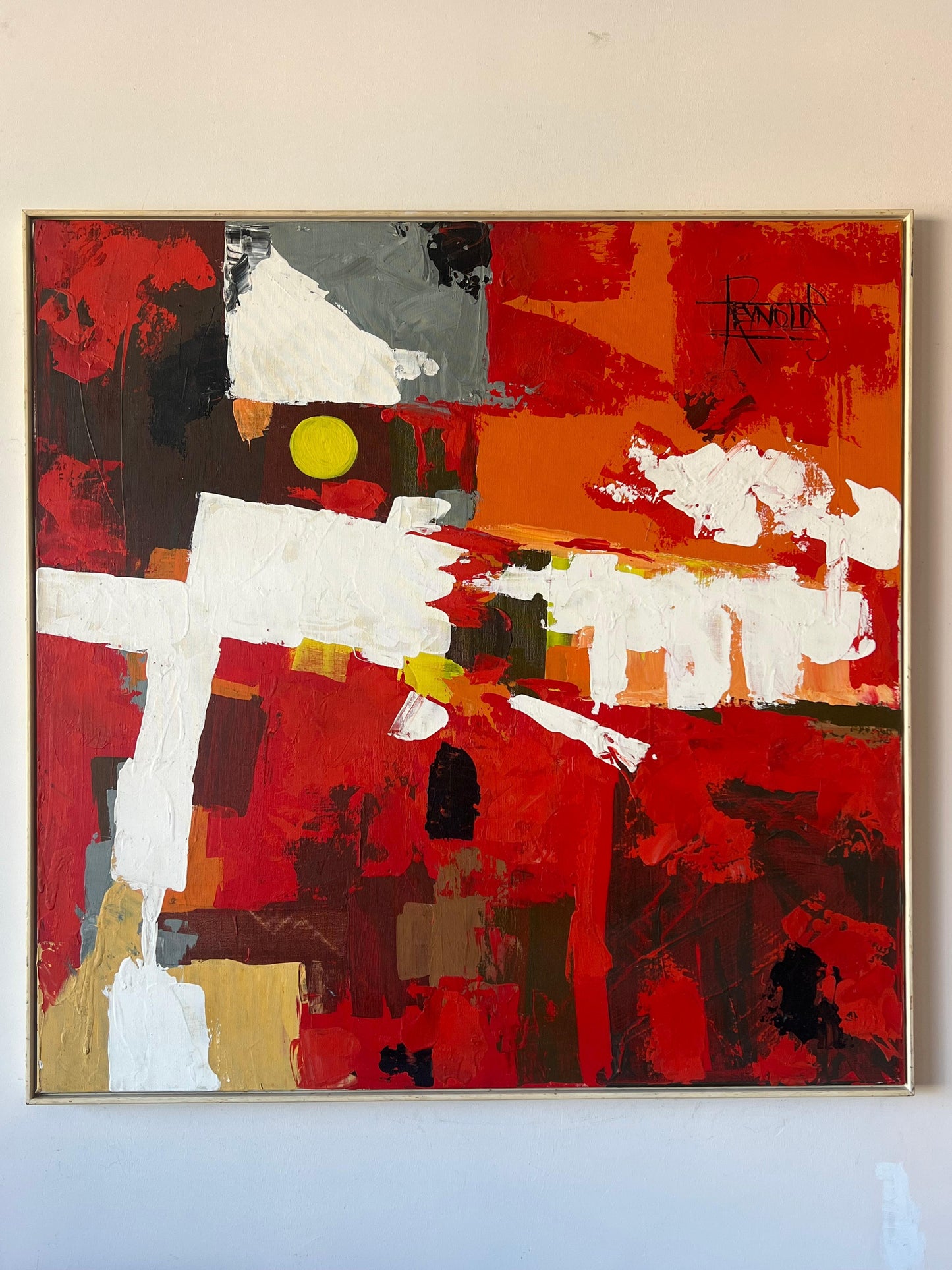 Frisman Vintage A Colorful Abstract Oil on Canvas by Lee Reynolds For Vanguard Studios