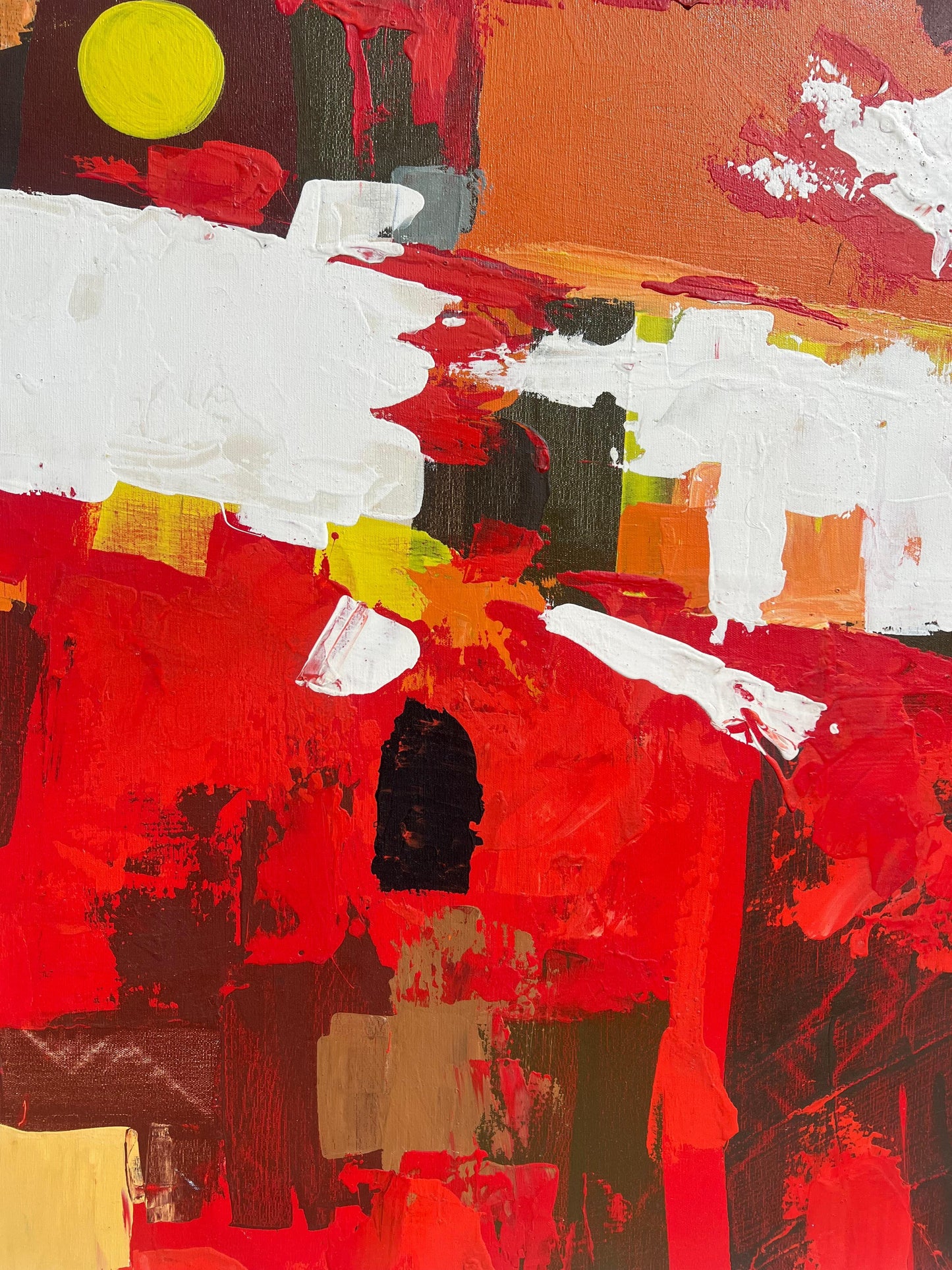 Frisman Vintage A Colorful Abstract Oil on Canvas by Lee Reynolds For Vanguard Studios