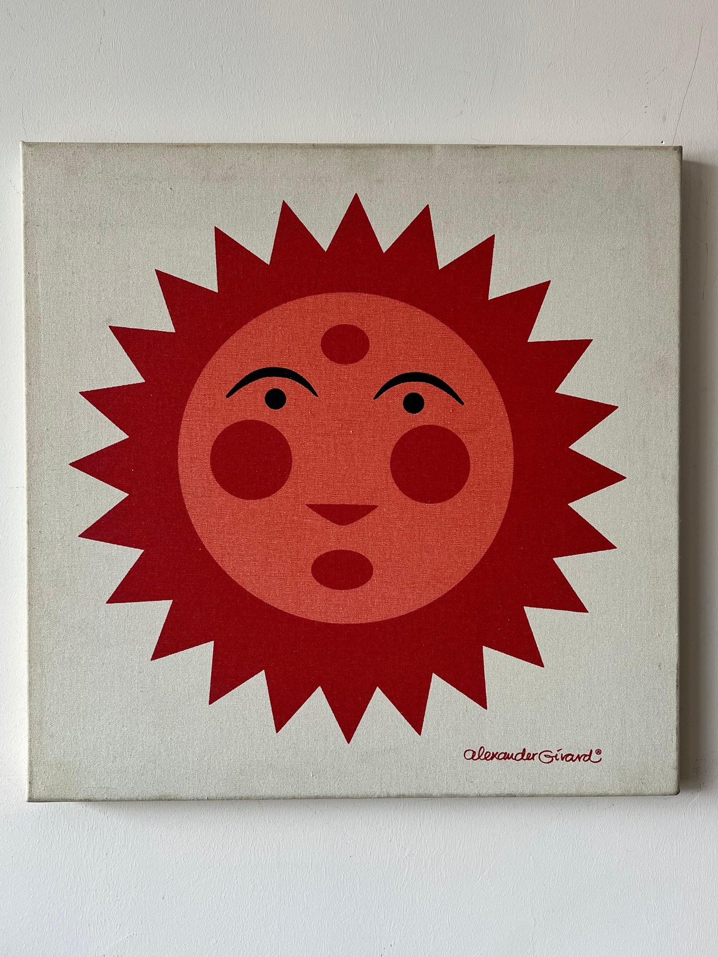 Frisman Vintage A Vintage Alexander Girard Sun Screenprint On Canvas ca' 1970's