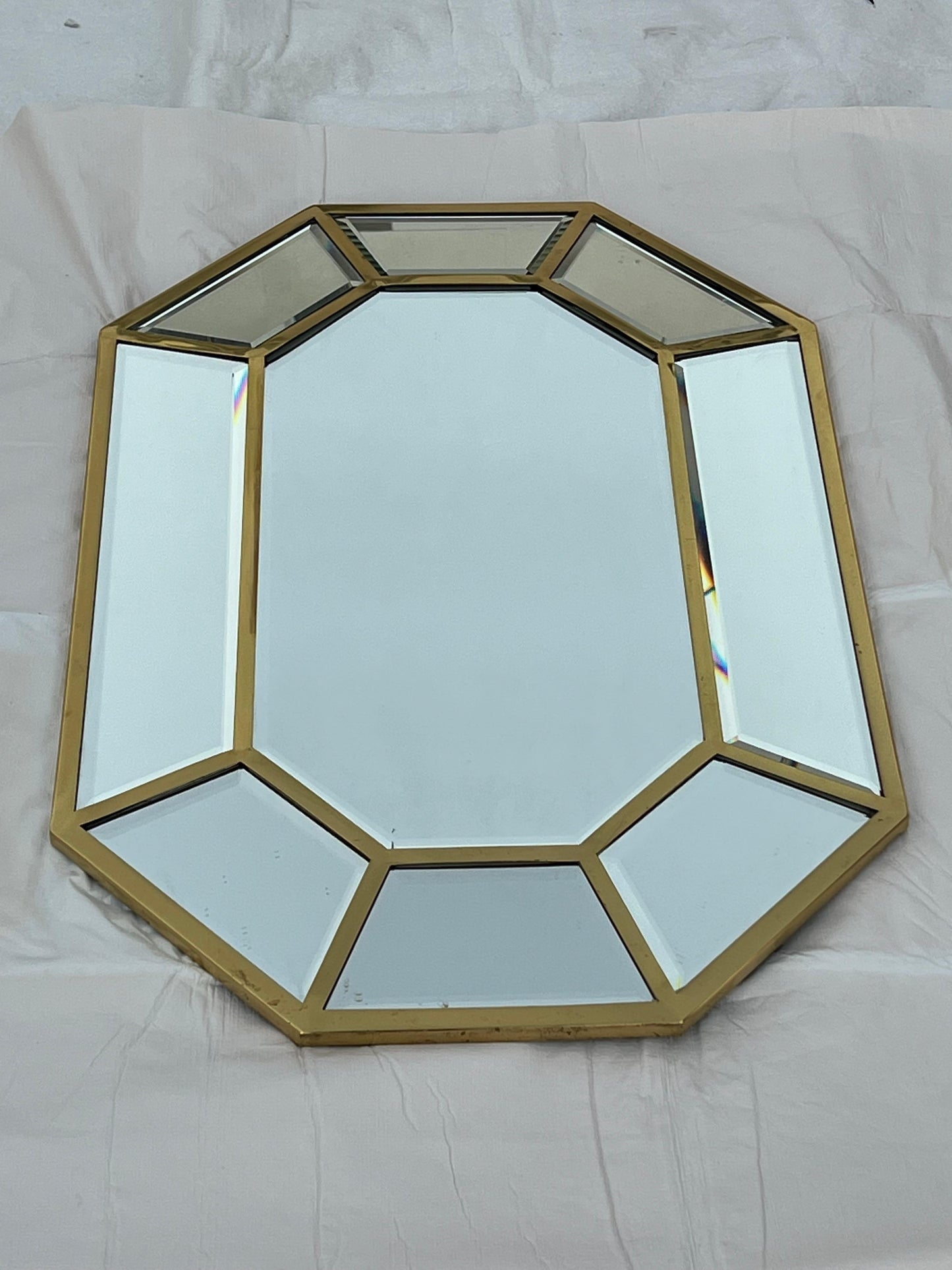 Frisman Vintage A Polished Brass Octagonal Segmented Mirror Ca' 1970's Mid Century