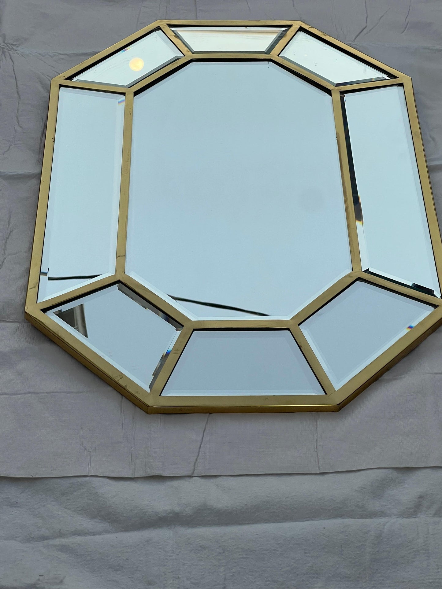 Frisman Vintage A Polished Brass Octagonal Segmented Mirror Ca' 1970's Mid Century