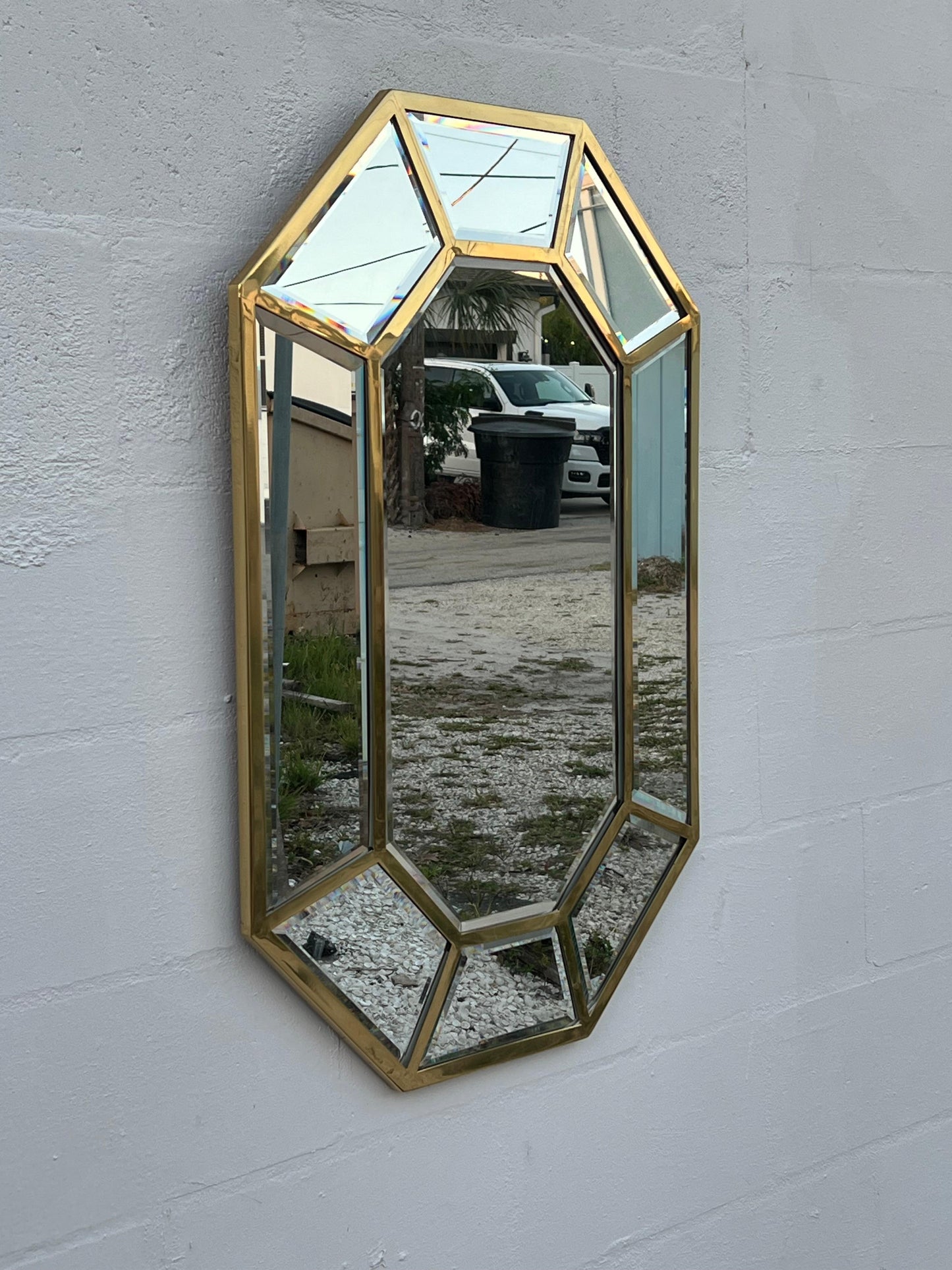 Frisman Vintage A Polished Brass Octagonal Segmented Mirror Ca' 1970's Mid Century