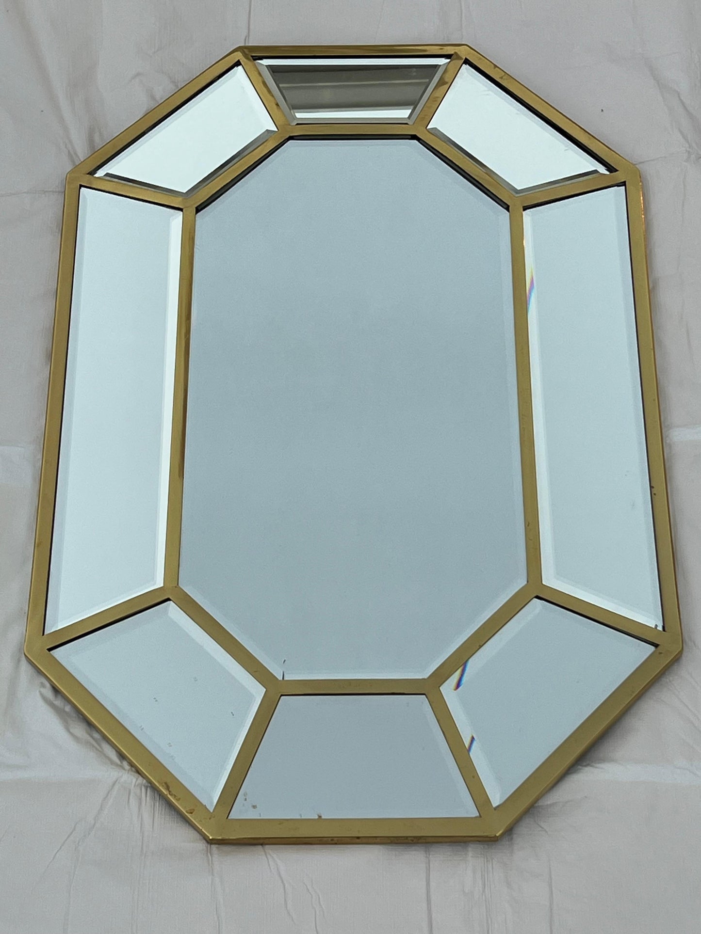 Frisman Vintage A Polished Brass Octagonal Segmented Mirror Ca' 1970's Mid Century