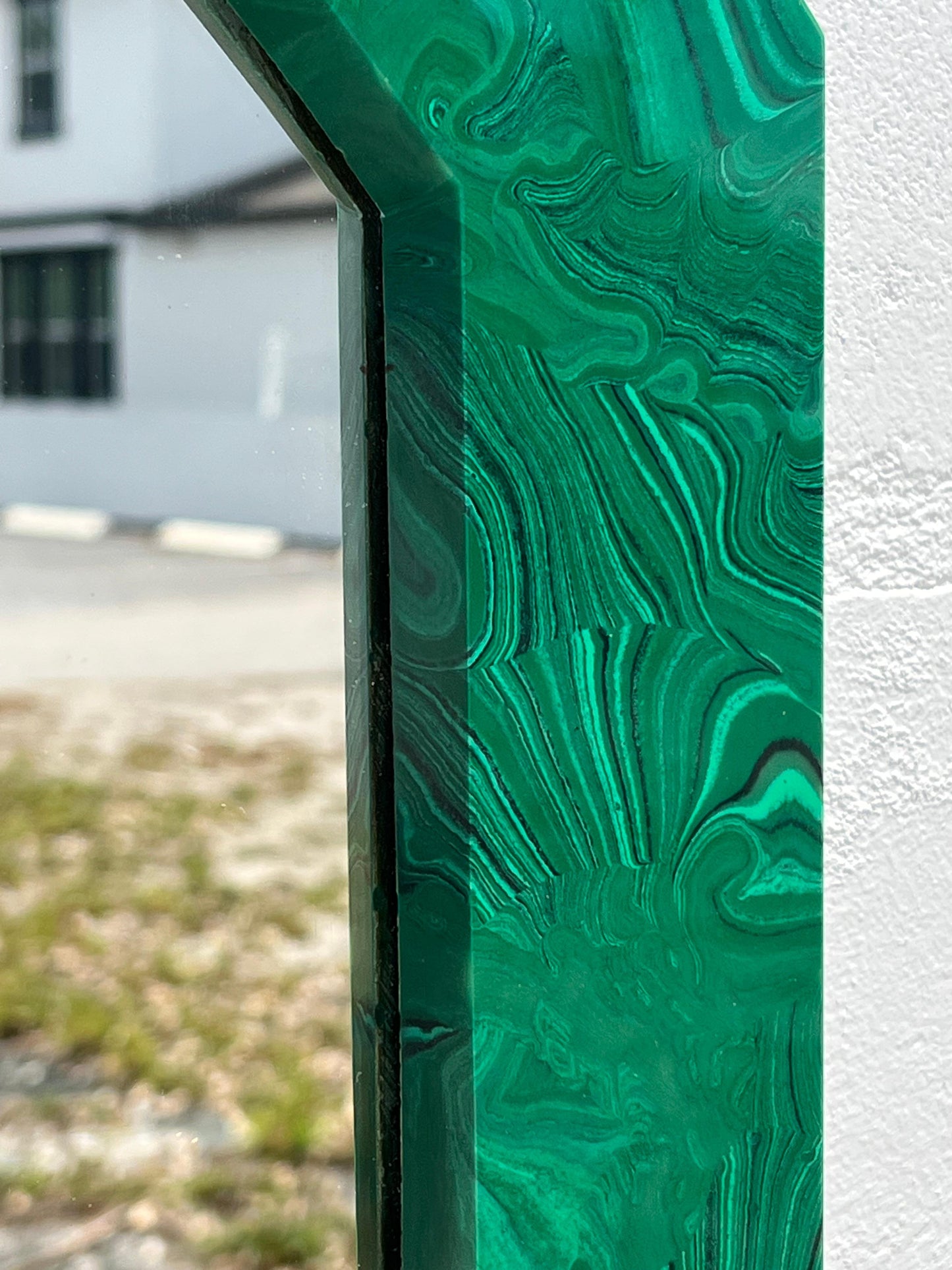 Frisman Vintage Unusual Octagonal Malachite Resin Mirror Ca' 1970's