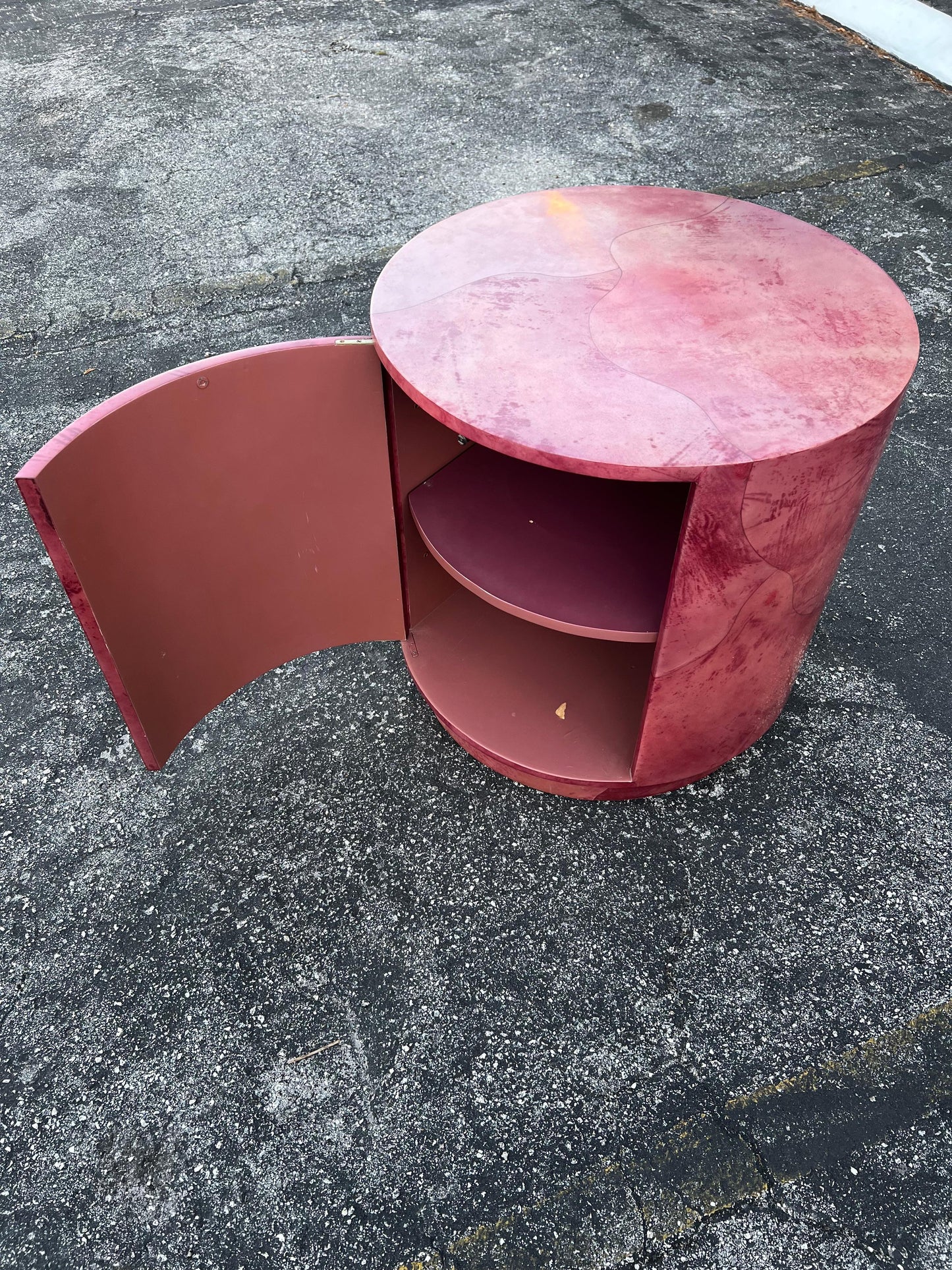 Frisman Vintage A Vintage Drum Table By Enrique Garcia Signed Ca' 1980's Goatskin