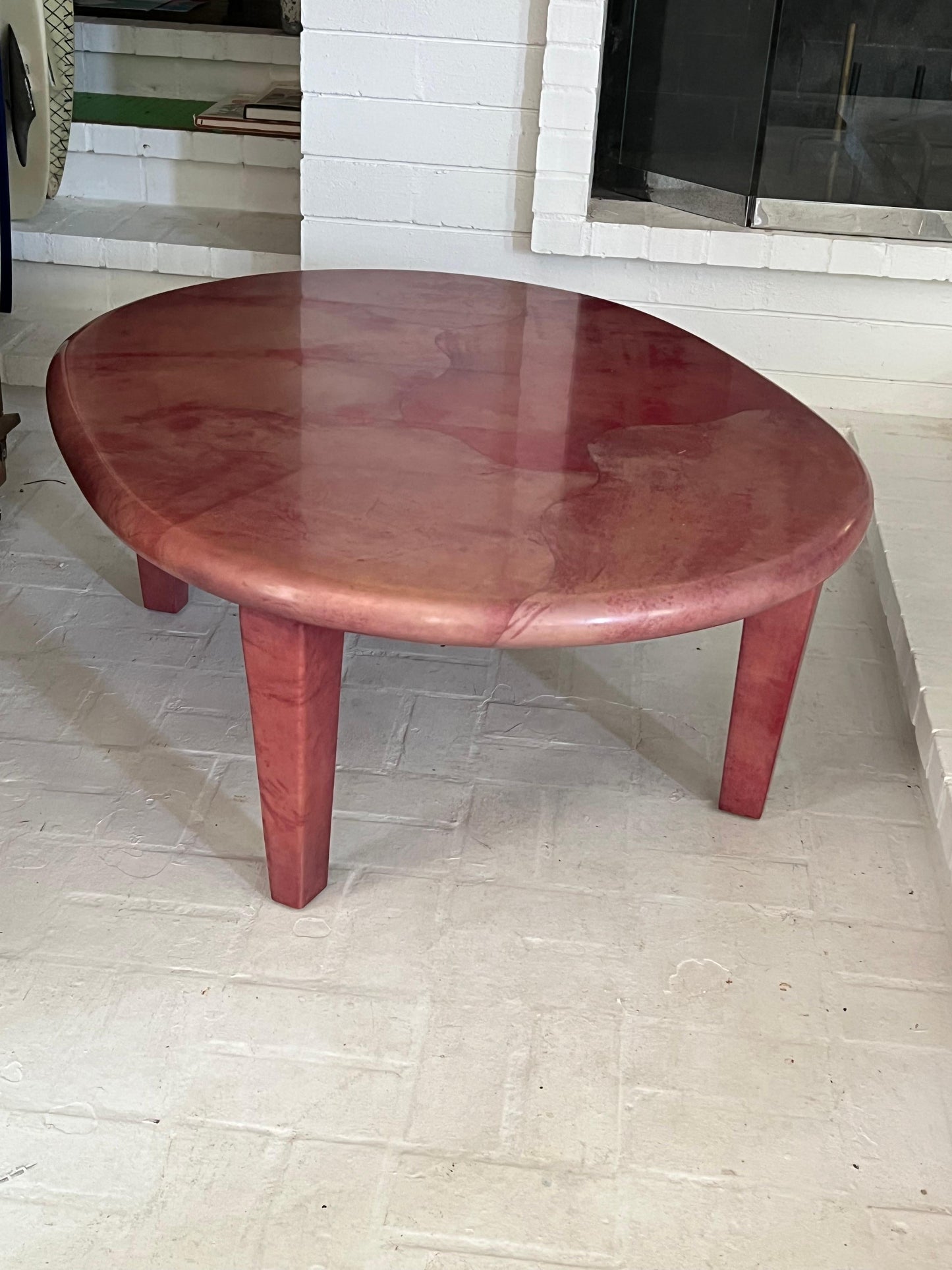 Frisman Vintage A Vintage Drum Table By Enrique Garcia Signed Ca' 1980's Goatskin