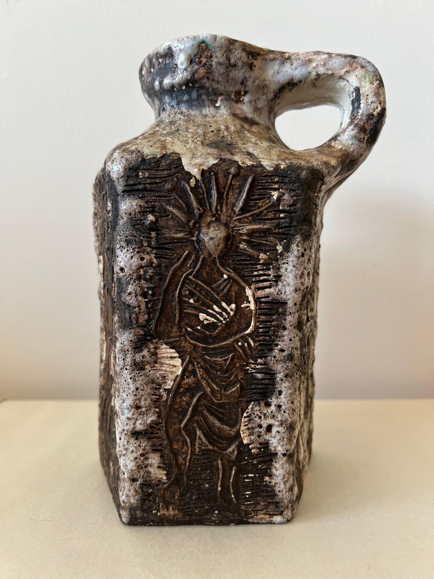 Frisman Vintage Ceramic Pitcher By Fernande Kohler Vallauris France 1950's