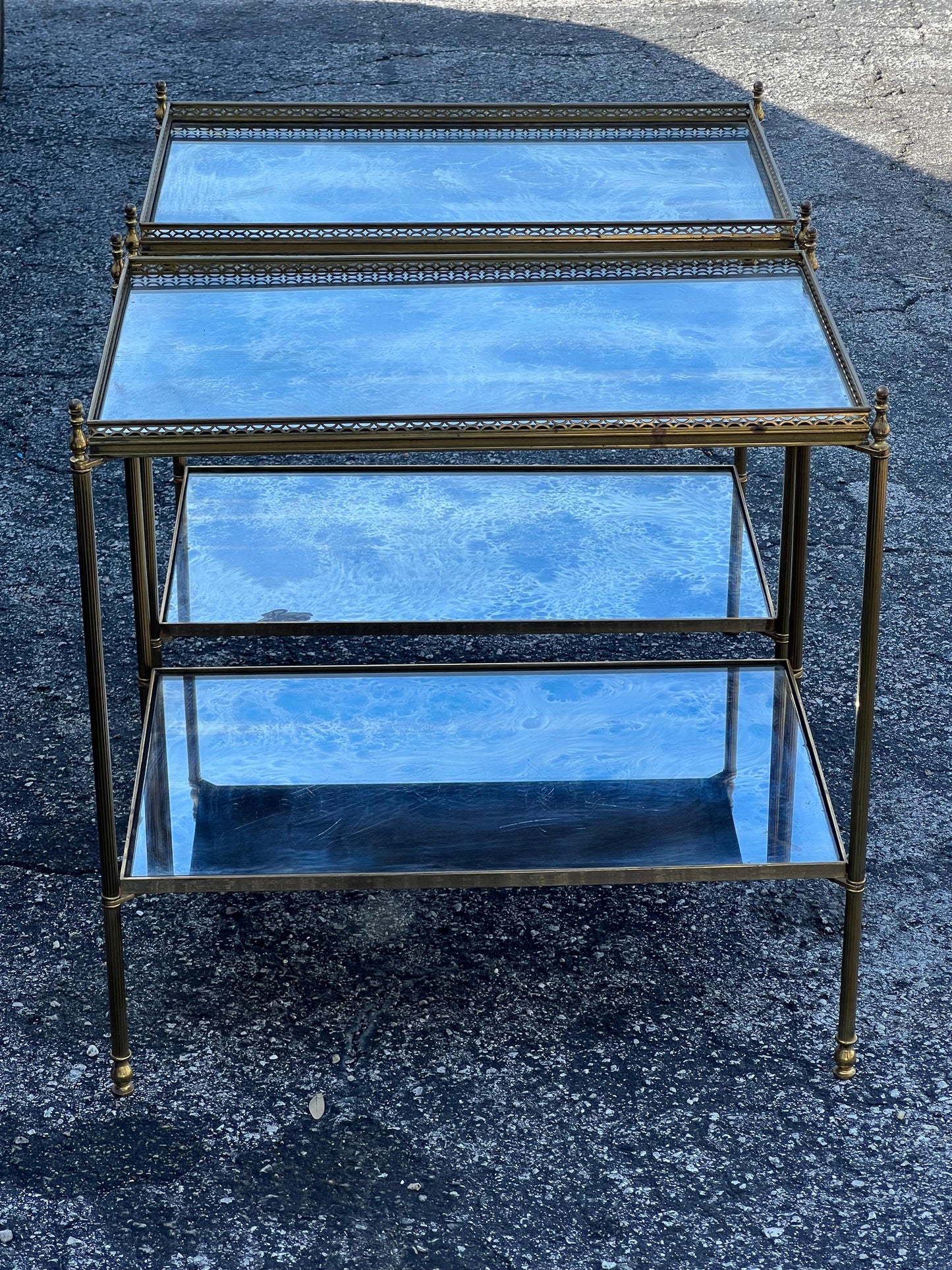 Frisman Vintage A Pair Of Classic Bagues Side Tables With Eglomise Tops ca' 1970's