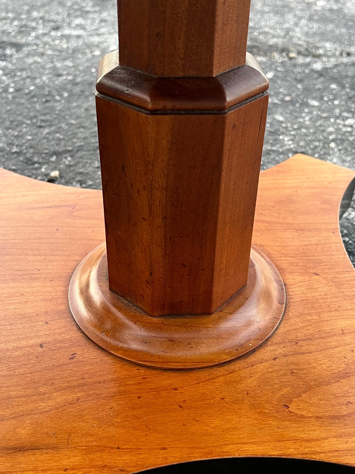 Frisman Vintage Baker Furniture Pair of Pedestal Regency Style Burl Walnut Tables Ca' 1950's