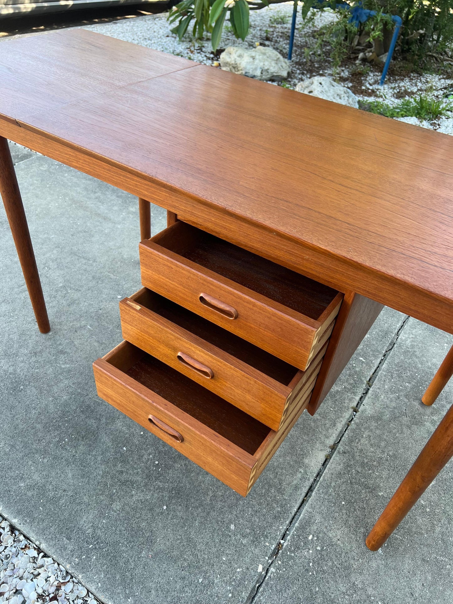 Frisman Vintage Arne Vodder Drop Leaf Desk Denmark Teak Sliding Drawers 1960's MCM