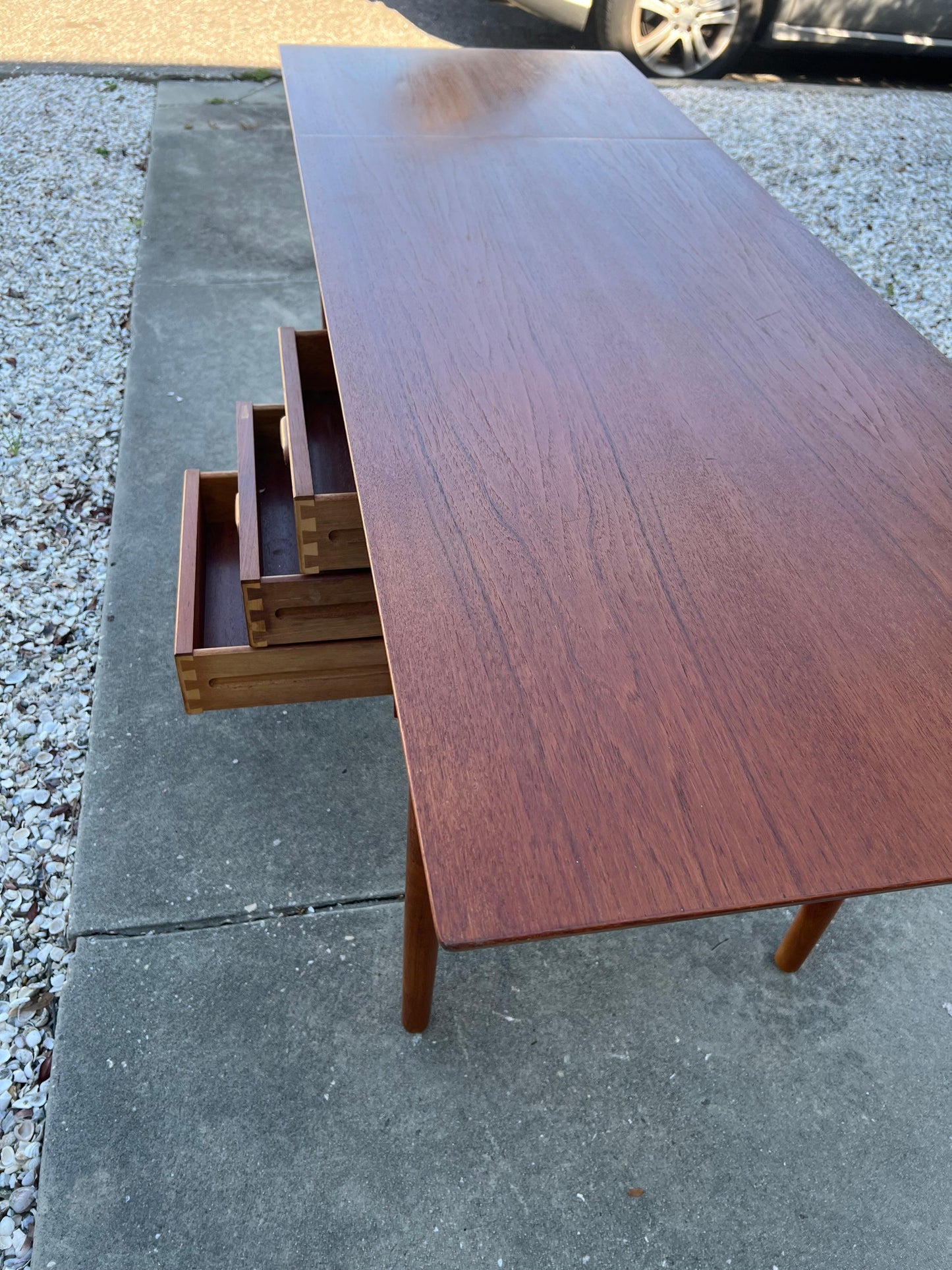 Frisman Vintage Arne Vodder Drop Leaf Desk Denmark Teak Sliding Drawers 1960's MCM