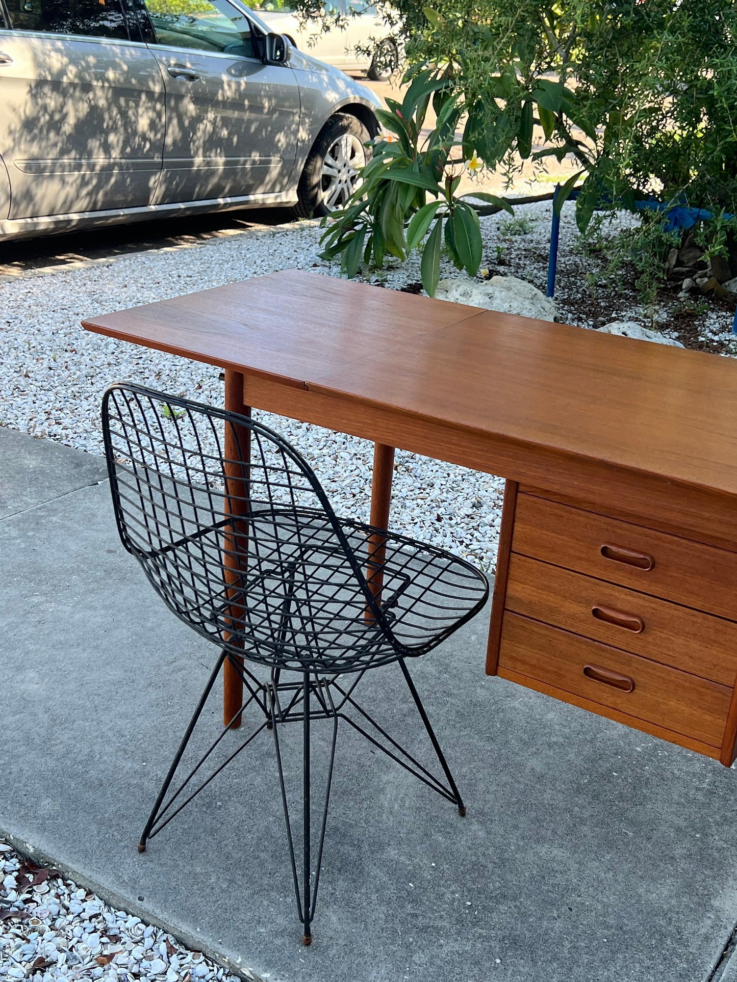 Frisman Vintage Arne Vodder Drop Leaf Desk Denmark Teak Sliding Drawers 1950's MCM