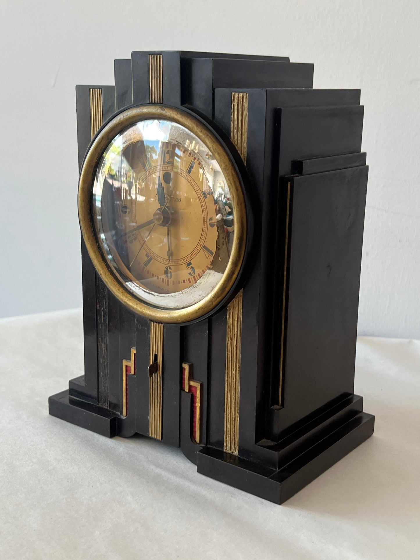 Frisman Vintage Vintage Art Deco Telechron Electroalarm Skyscraper Desk Clock Bakelite