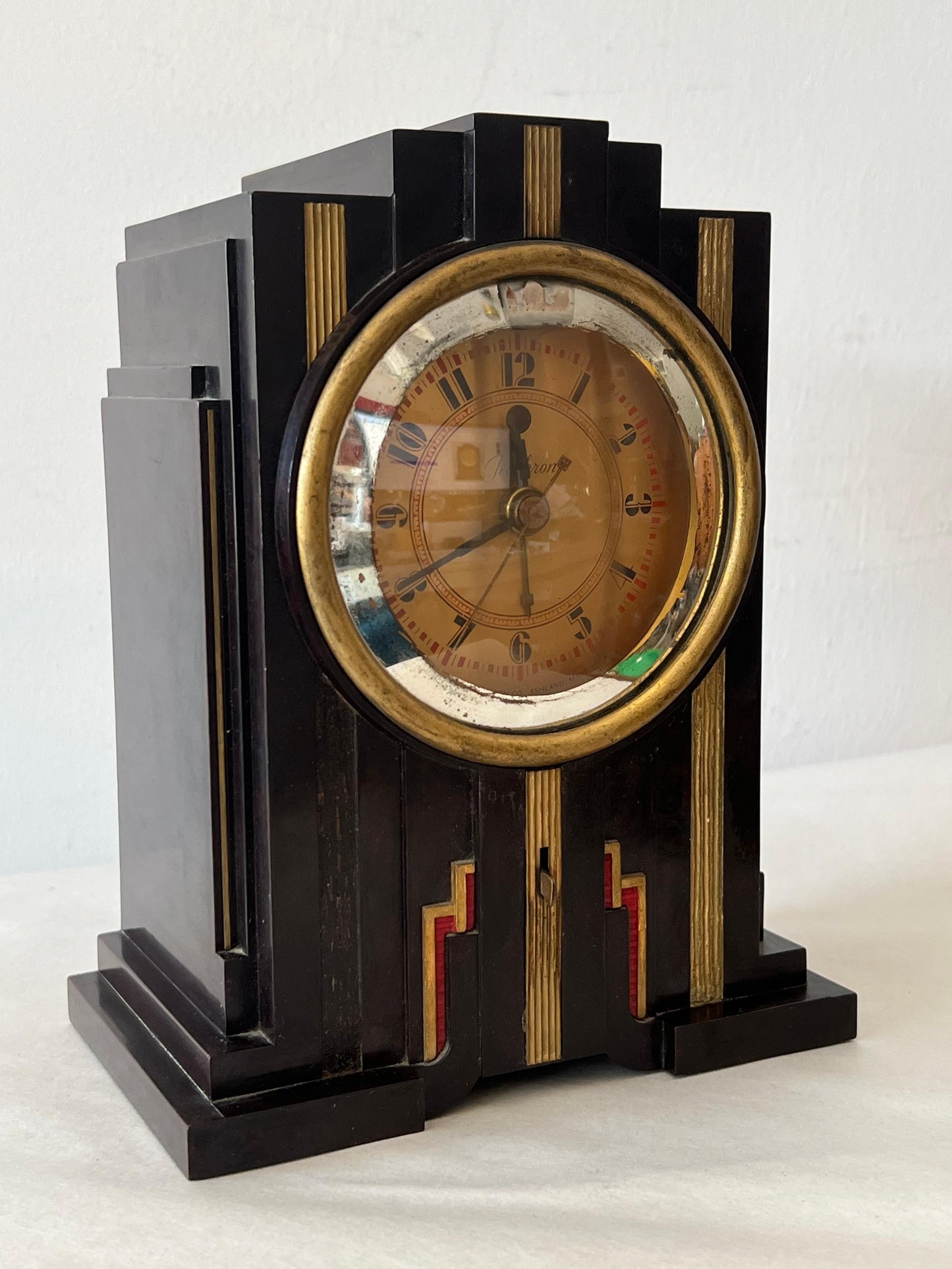 Frisman Vintage Vintage Art Deco Telechron Electroalarm Skyscraper Desk Clock Bakelite