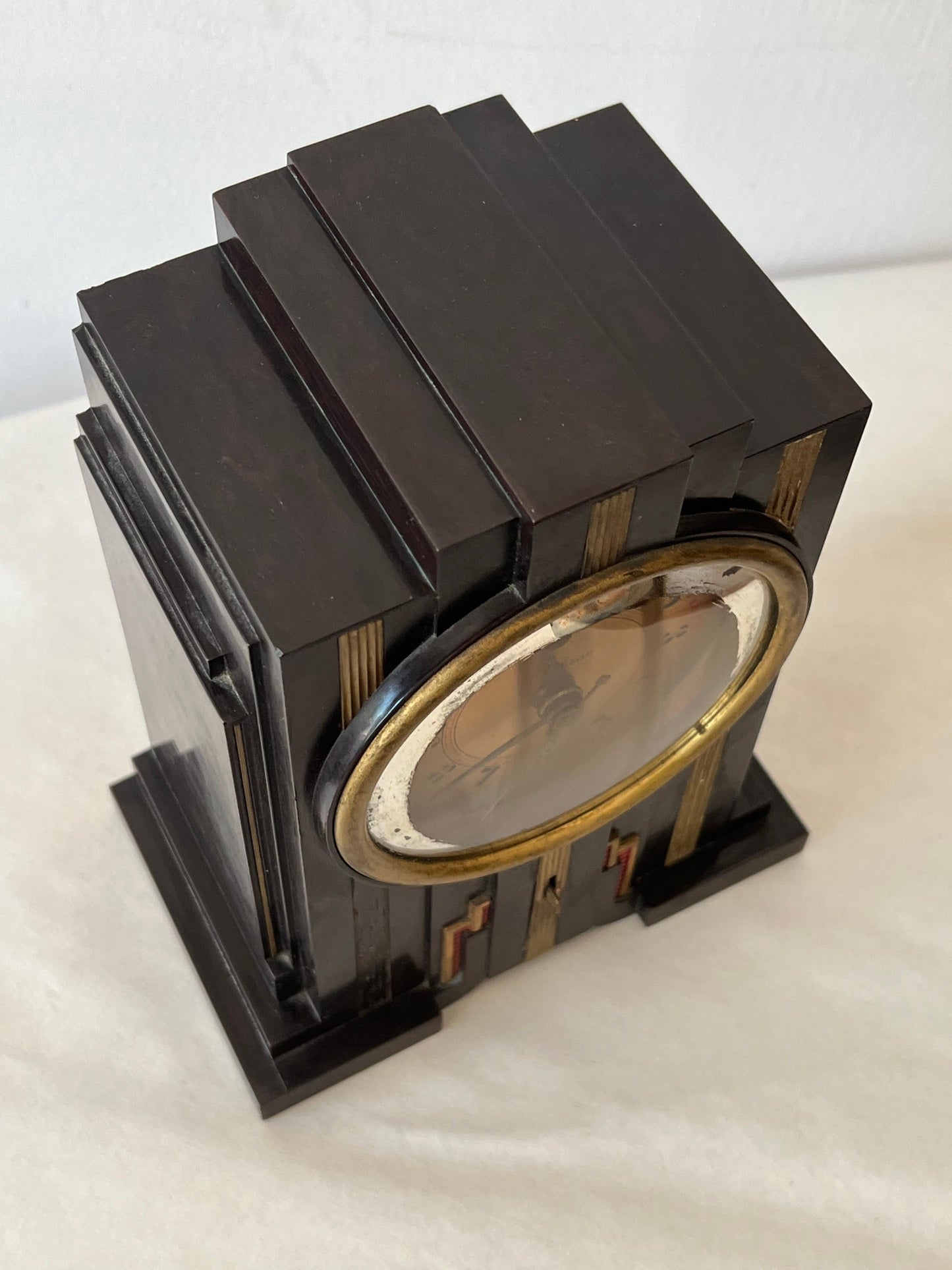 Frisman Vintage Vintage Art Deco Telechron Electroalarm Skyscraper Desk Clock Bakelite