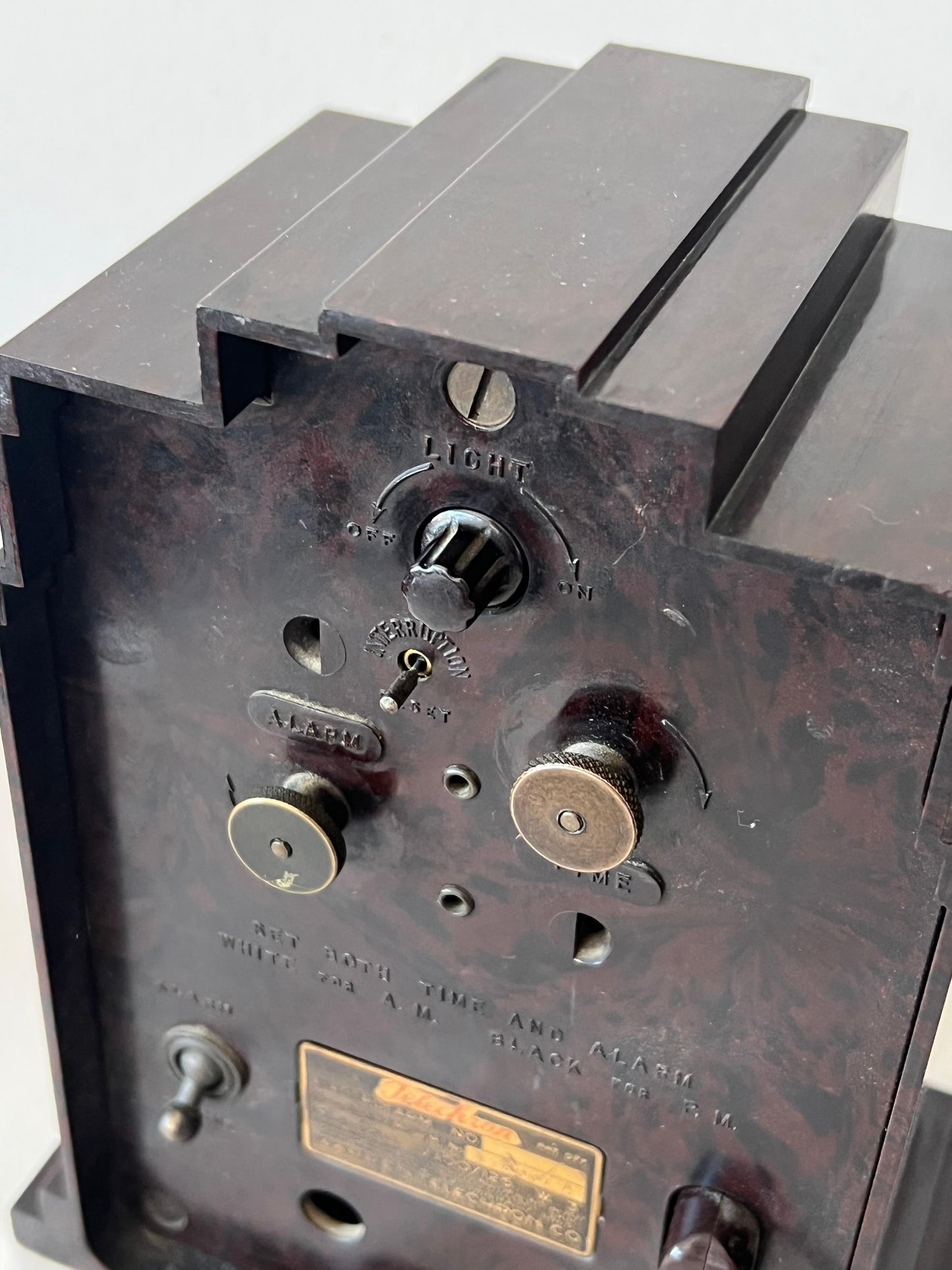 Frisman Vintage Vintage Art Deco Telechron Electroalarm Skyscraper Desk Clock Bakelite