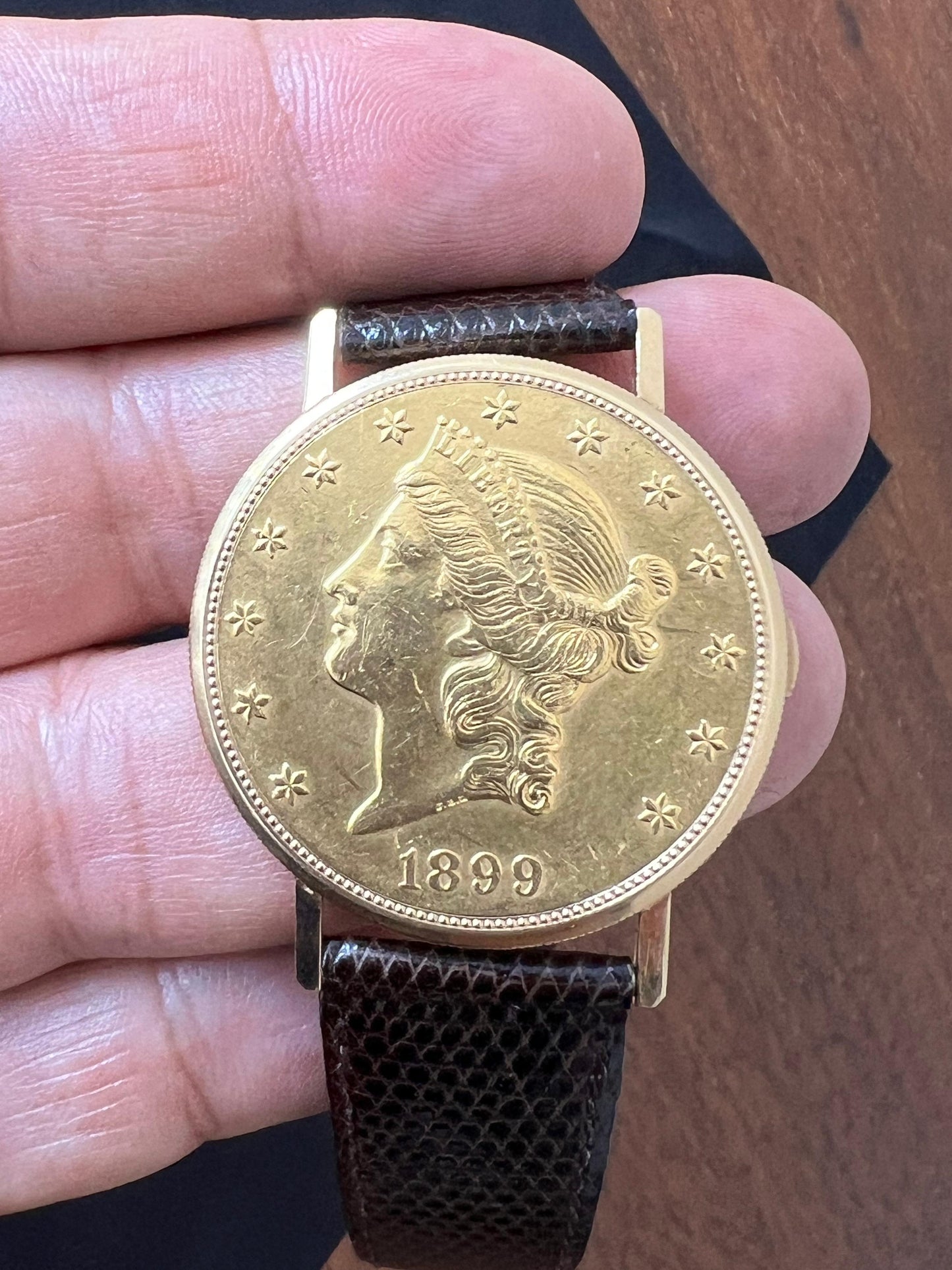 Frisman Vintage Bueche Girod $20 Gold Coin Watch ca' 1980