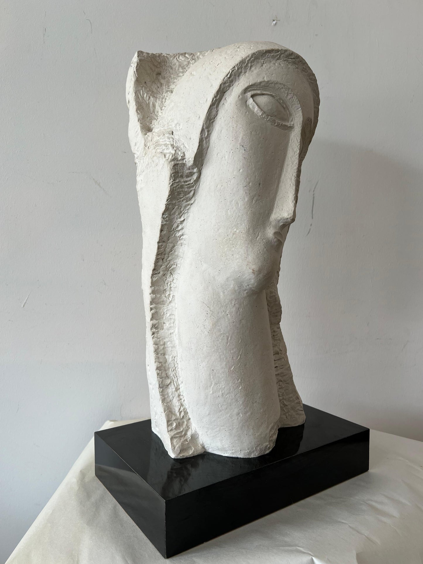 Frisman Vintage 80's Modigliani insp David Fisher Woman Head Bust Tete Sculpture Austin Prods