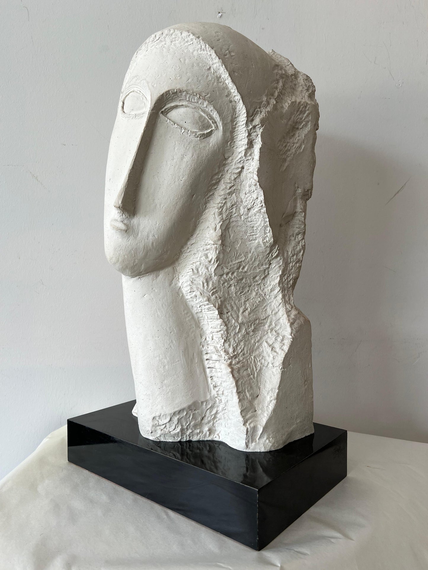 Frisman Vintage 80's Modigliani insp David Fisher Woman Head Bust Tete Sculpture Austin Prods