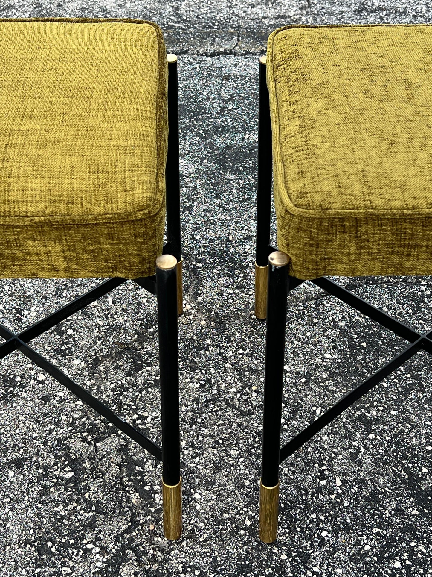 Frisman Vintage A Pair Of Italian Designer Stools Brass And Steel Elegant Post Modern