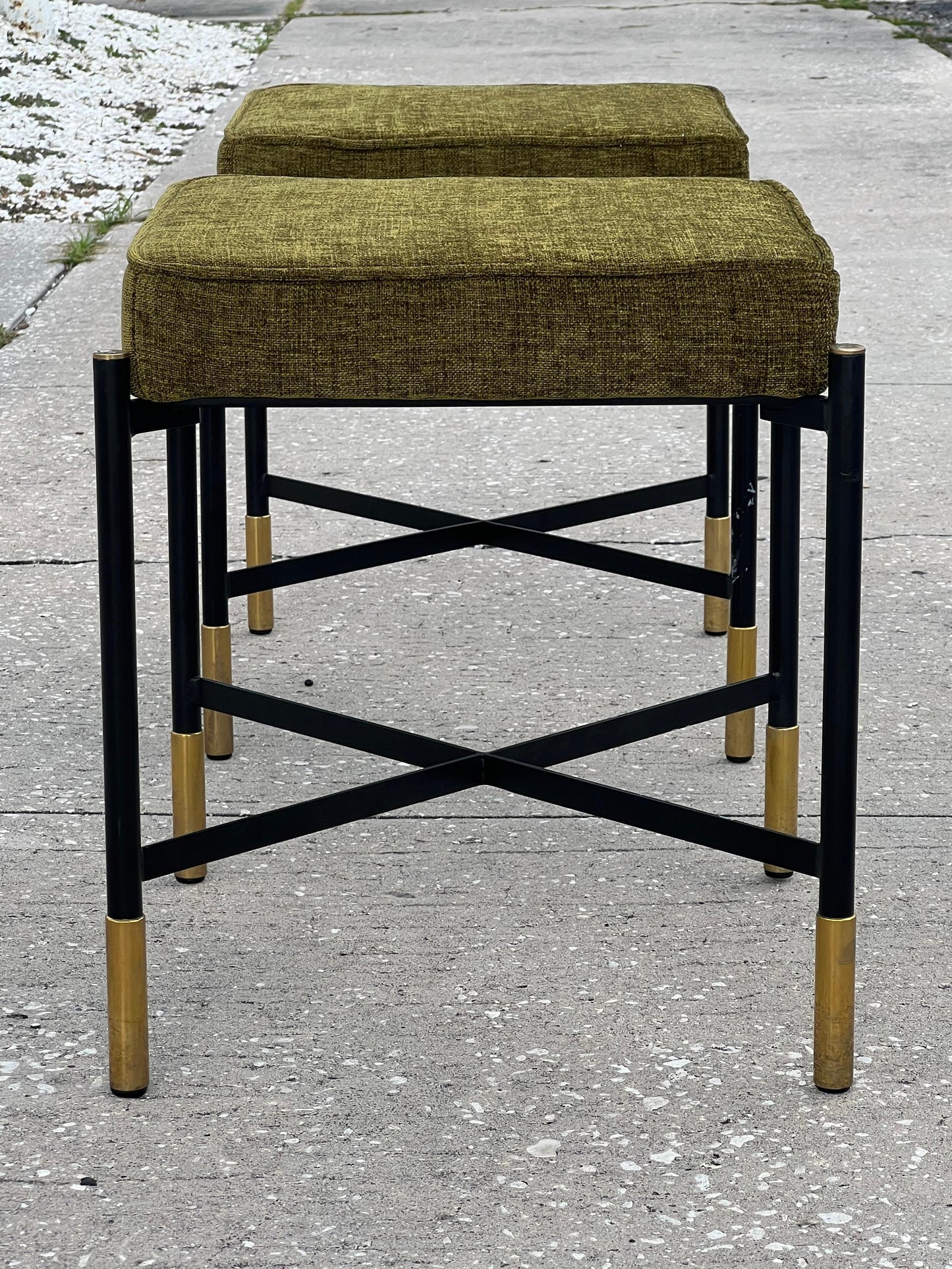 Frisman Vintage A Pair Of Italian Designer Stools Brass And Steel Elegant Post Modern